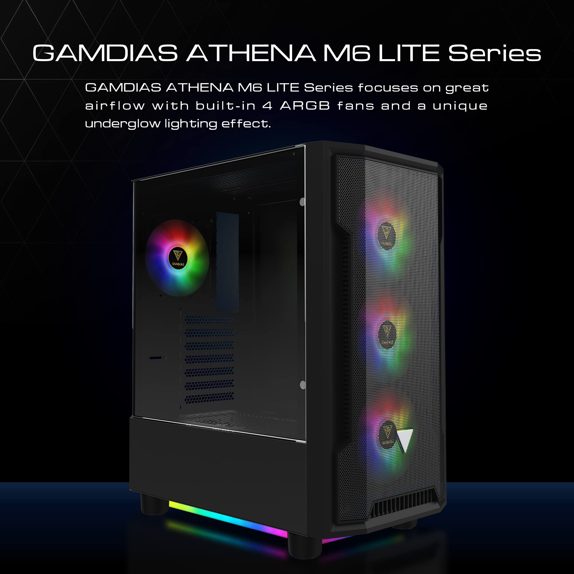 Gamdias Atx Mid Tower Gaming Computer Pc Case With Side Tempered Glass, 4X 120Mm Argb Case Fans And Sync With 5V Rgb Motherboard