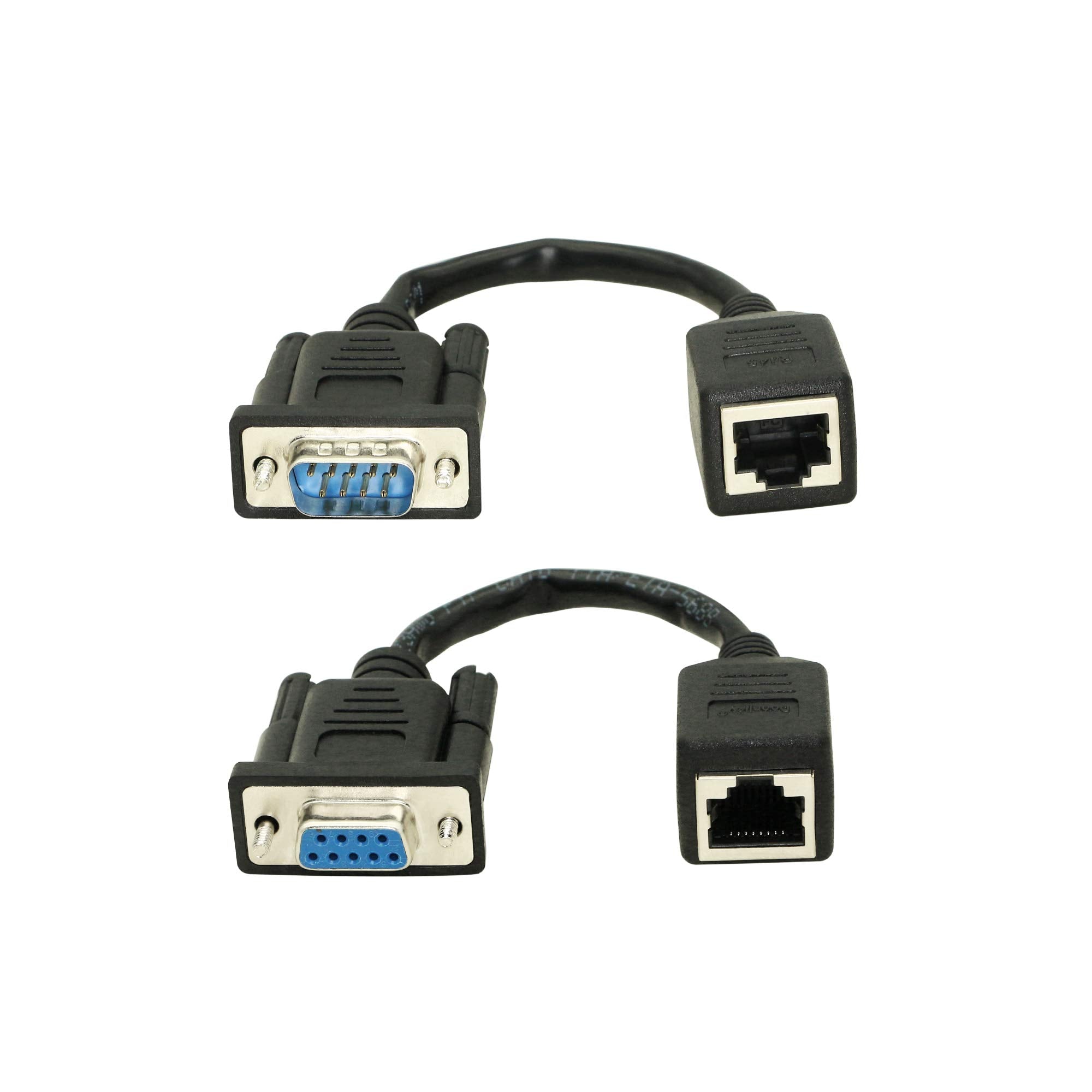 Xmsjsiy Db9 Rs232 To Rj45 Extender, Db9 9 Pin Serial Port Female&Male To Rj45 Cat5 Cat6 Ethernet Lan Extend Adapter Cable 2Pcs (