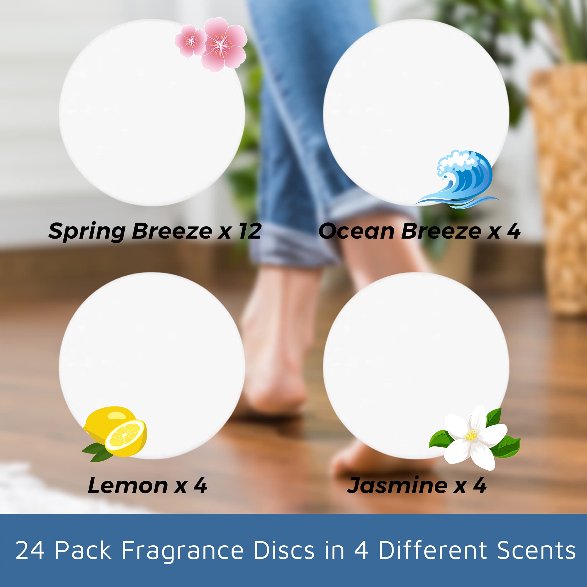 24 Pcs Fragrance Discs Compatible With Bissell Powerfresh And Symphony Series Steam Mop, Including 4 Different Scent Discs (12 S