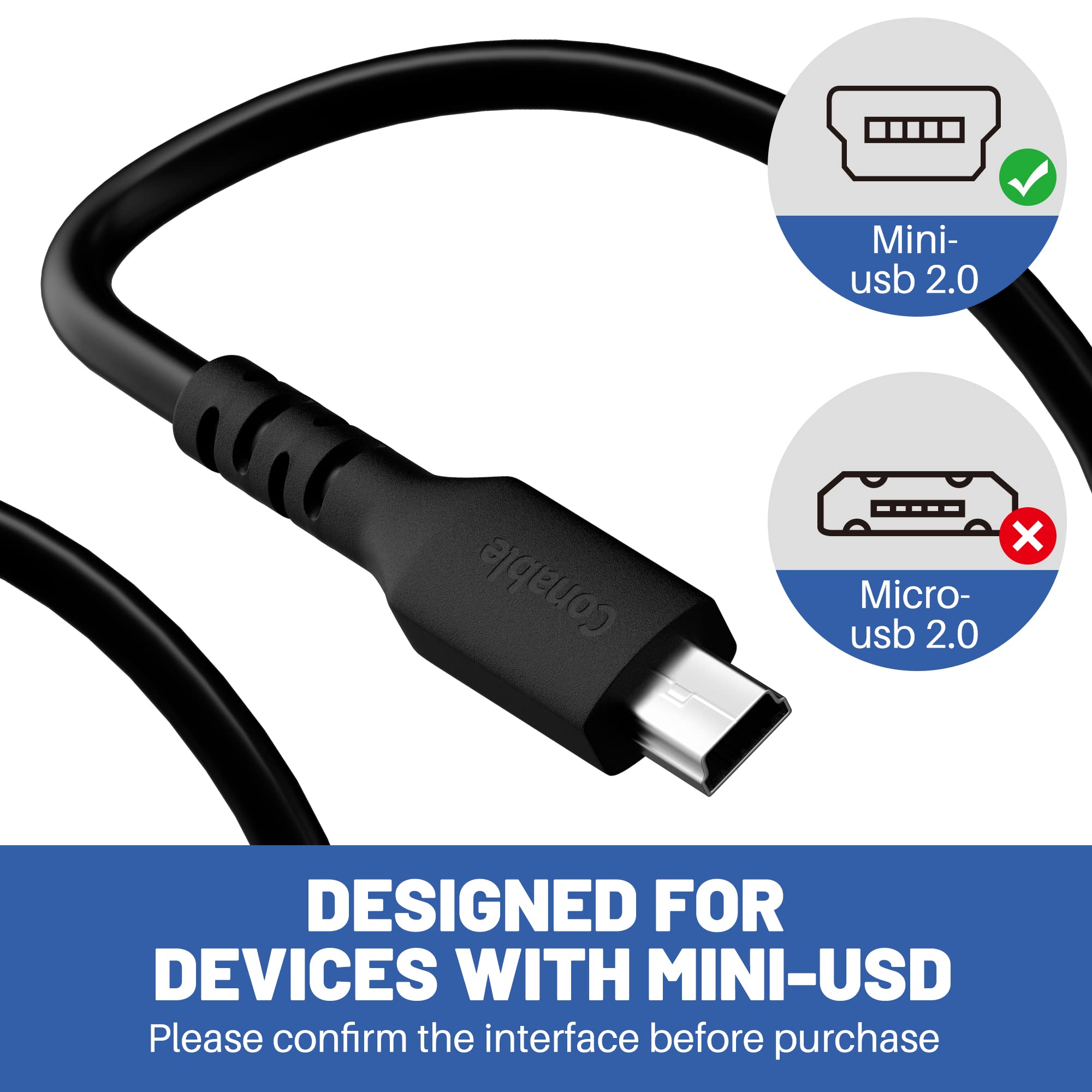 Mini Usb Cable 6 Ft (3-Pack), Usb A To Mini B Charger Cord, Compatible With Texas Instruments Calculators, Ti-84, Hero 3+, Ps3 C
