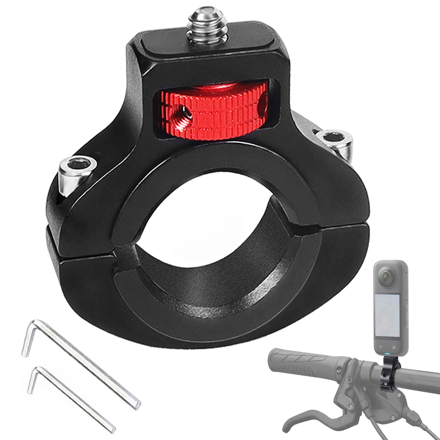 Niewalda Aluminum Bike/Motorcycle Handlebar Mount for GoPro, Insta360, DJI Osmo and Fill Light, 360 Degrees Rotary Motorcycle Ca
