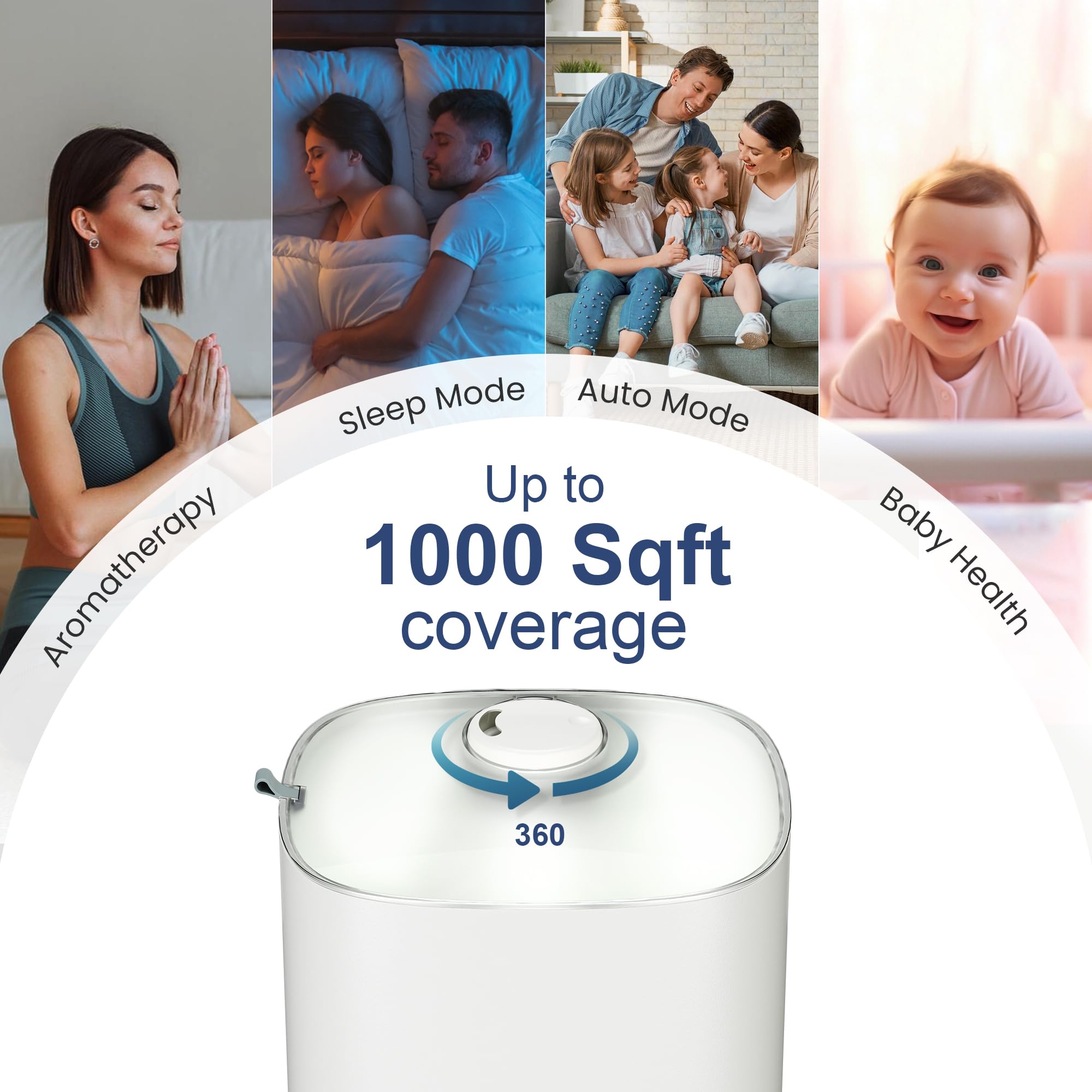 Miko Ultrasonic Humidifiers For Large Room & Bedroom  Water Filter, Auto Mode, No Leak Design, Sleep Mode, Built In Timer, Humid