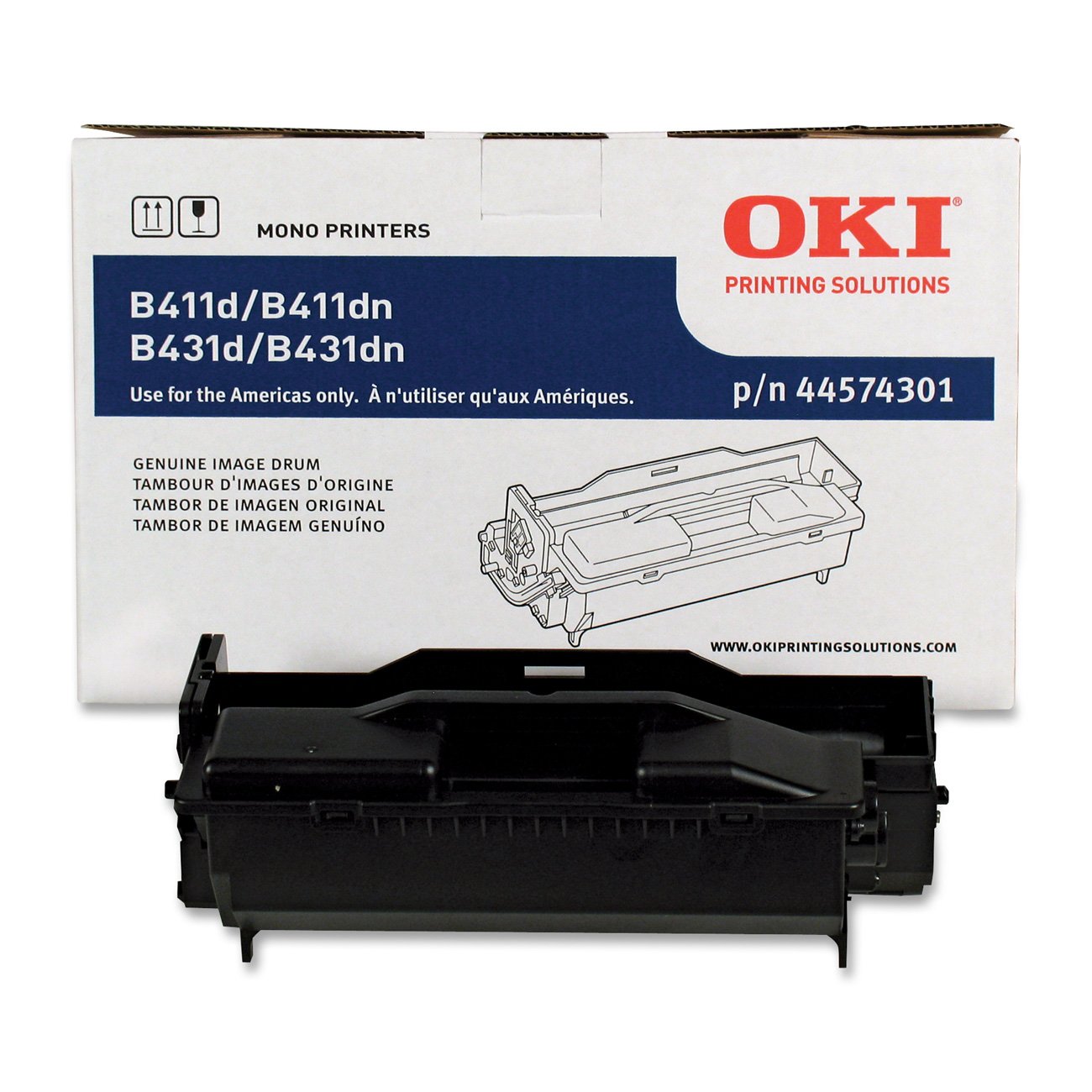 Okidata 44574301 Image Drum For B411/B431 Series Printers, 20000 Page Yield, Black