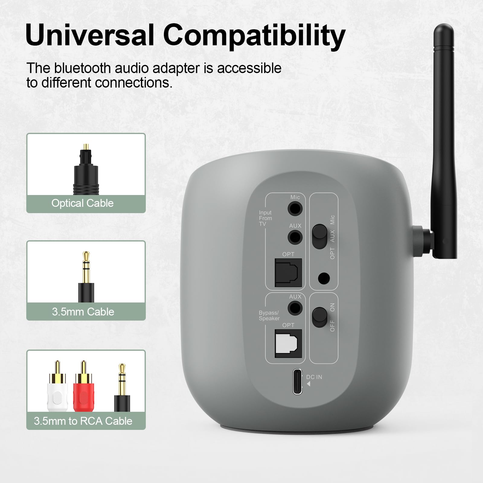 1Mii Ds70 Audio Bluetooth Transmitter For Tv To Wireless Headphone/Speaker, Aptx Ad/Hd/Ll/Aptx/Sbc, Optical/Aux/Rca Jacks And Mi