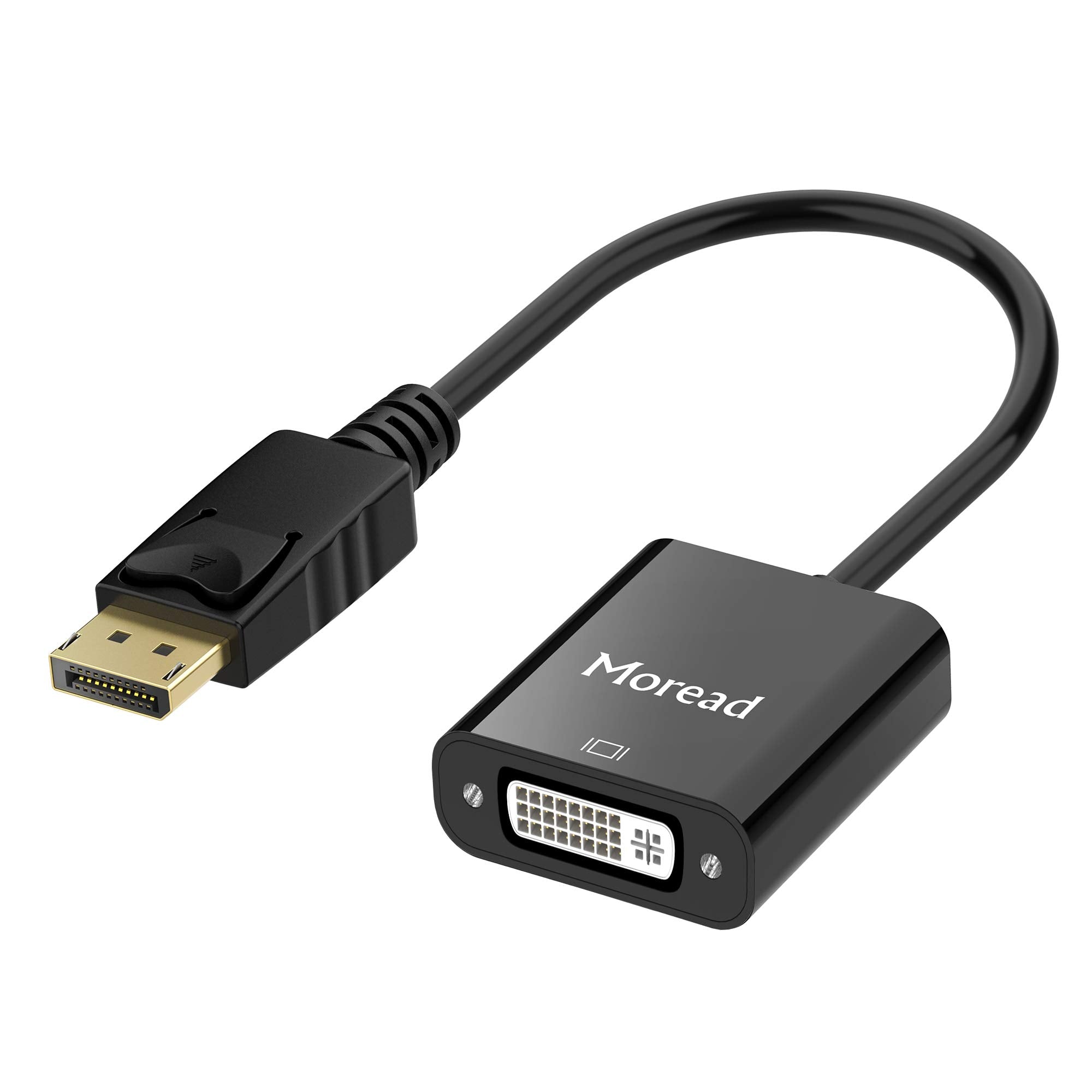Moread Displayport (Dp) To Dvi Adapter, Gold Plated Display Port To Dvi D Adapter (Male To Female) Compatible With Computer, Des