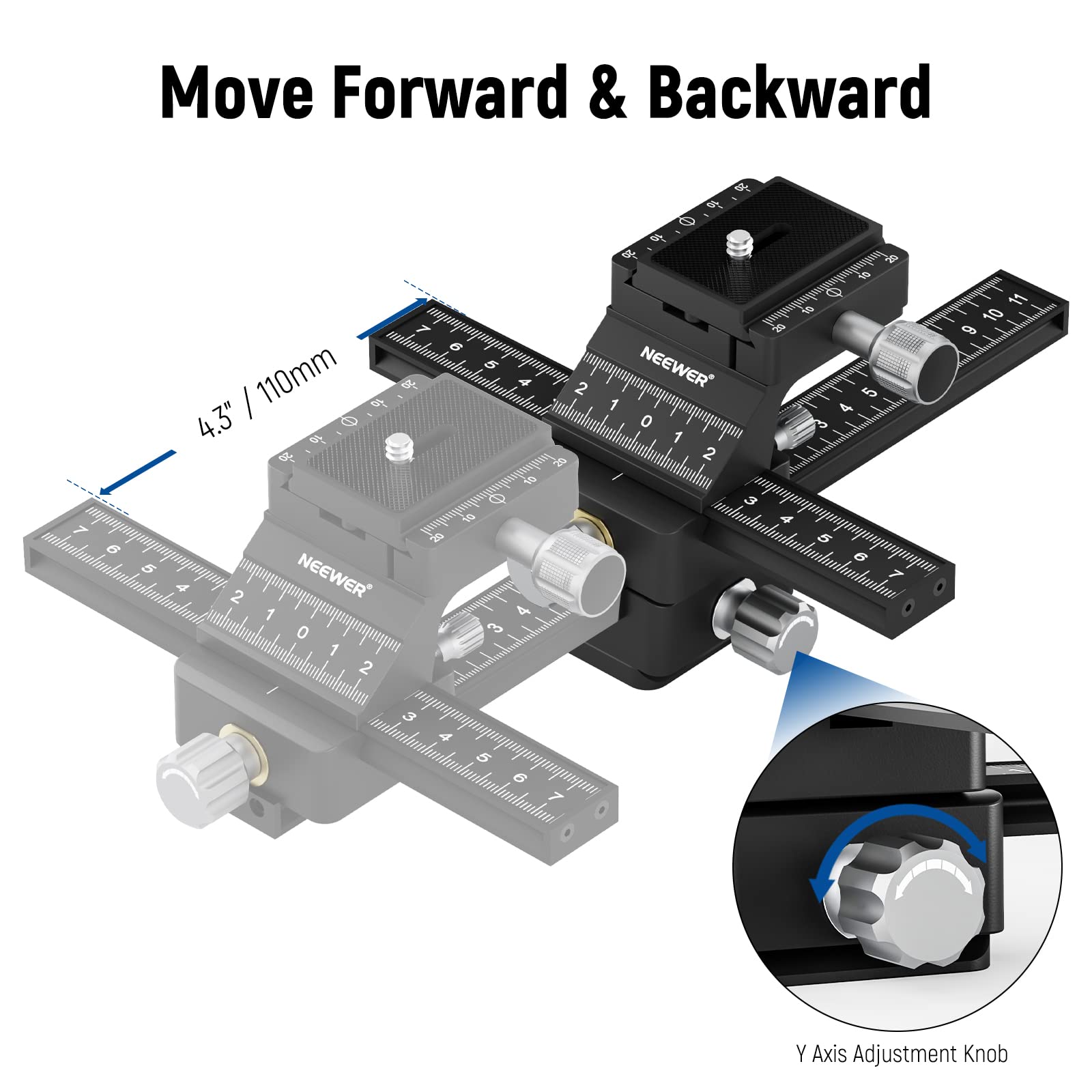 Neewer 4 Way Macro Focusing Rail Slider With Quick Release Plate, 1/4    20 Thread For Macro Photography And Close Up Shooting,