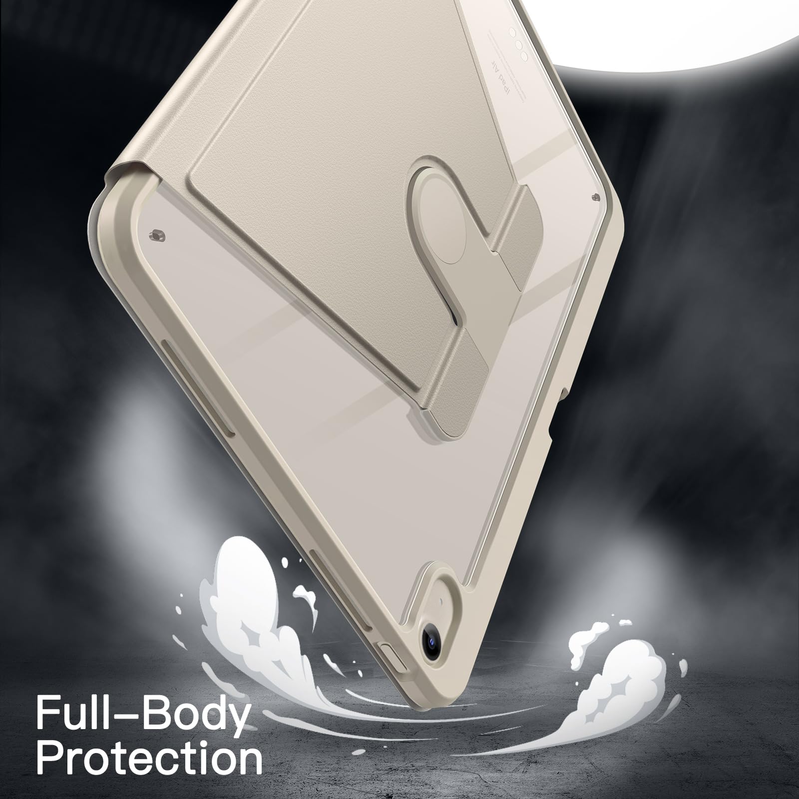 Jetech Rotating Case For Ipad Air 13-Inch M2 (2024) With Pencil Holder, 360 Degree Rotation Protective Stand Cover Clear Back, A