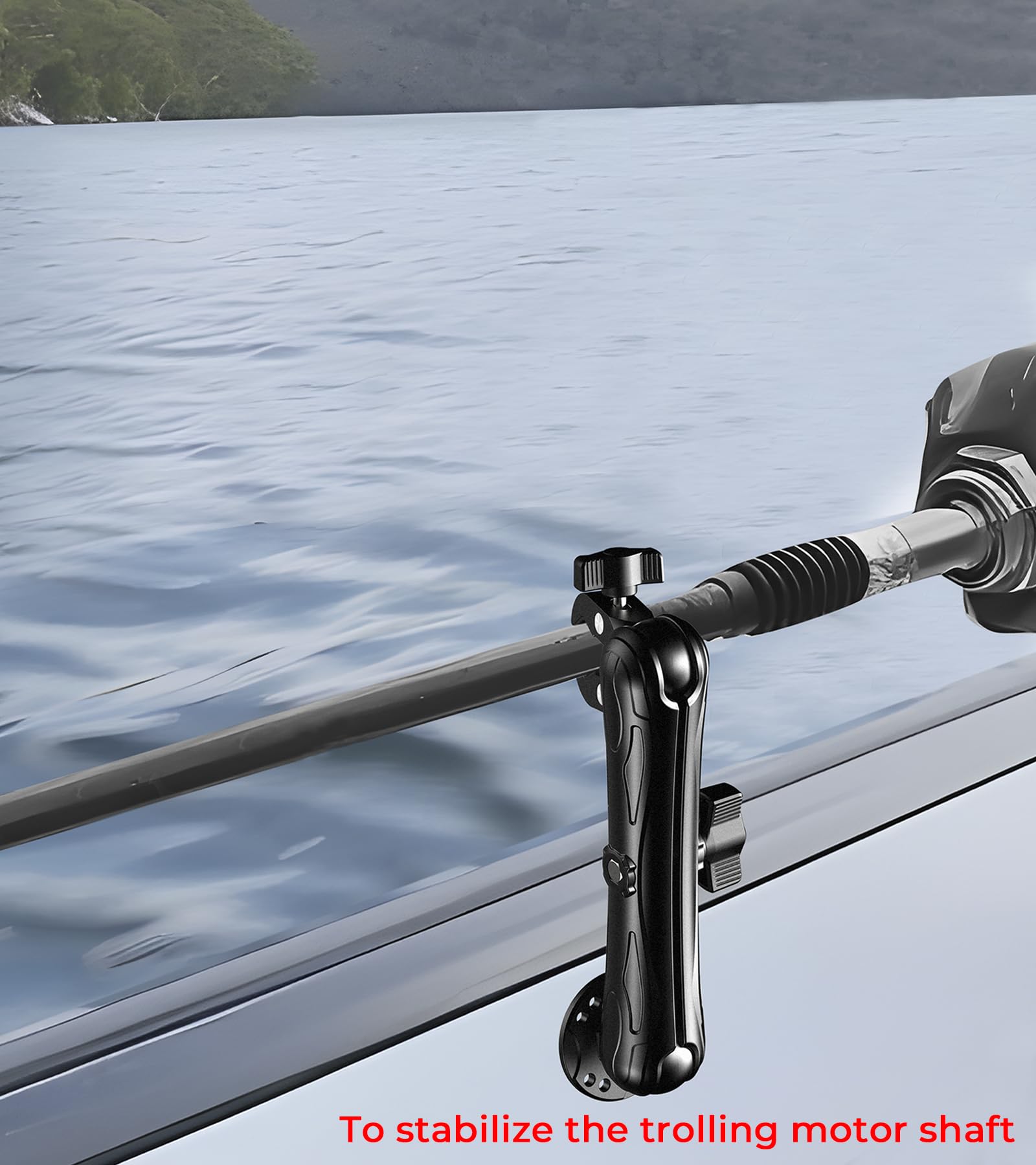 Vazeswin Aluminum Alloy 1.5'' Ball Trolling Motor Stabilizer Mount With Tough Claw Clamp Base For 1/2'' To 1 3/4'' Diameter Rail