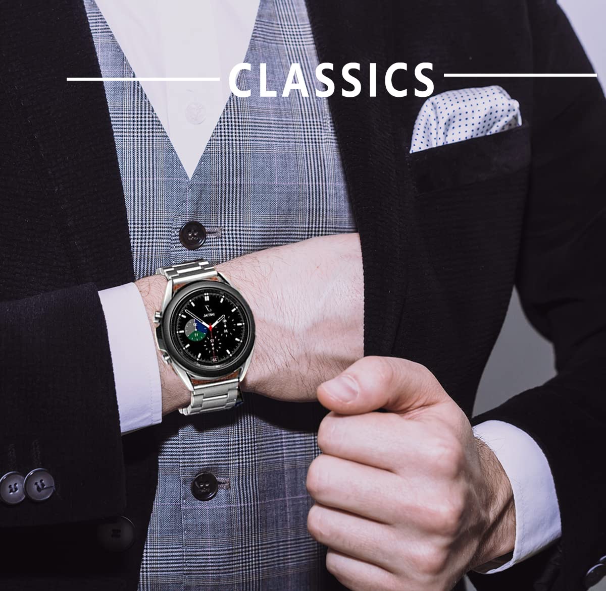 Olytop Galaxy Watch 4/6 Classic 47/46/43/42Mm & Watch 4/5/6 Bands 44Mm 40Mm, Galaxy Watch 5 Bands Pro 45Mm, 20Mm Metal Stainless