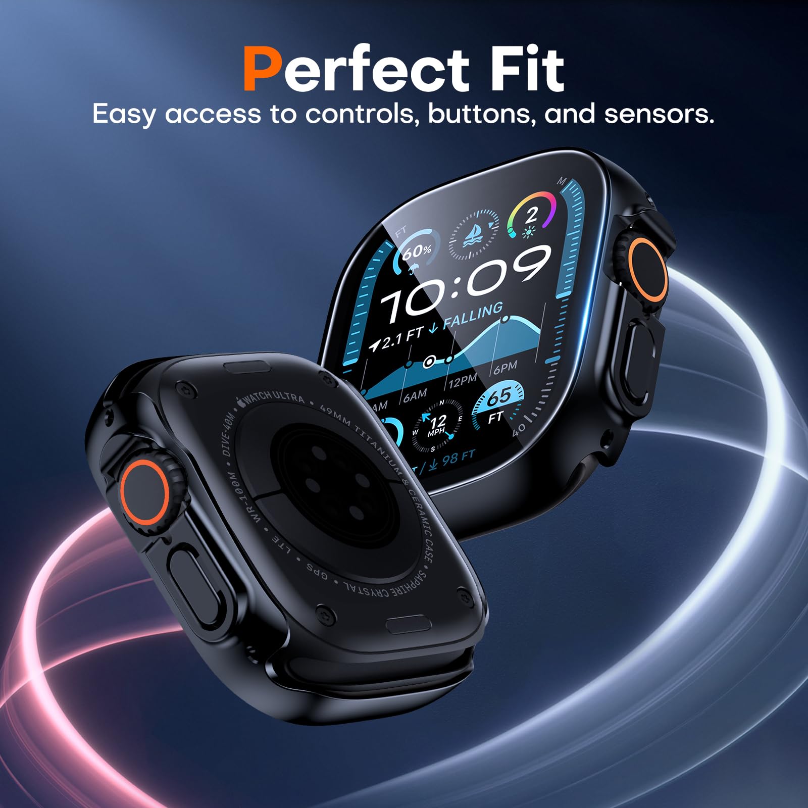 Tauri 2 Pack Hard Case For Apple Watch Ultra 3/Ultra 2/Ultra 49Mm, With Pc Tempered Glass Screen Protector, [Scristant Resistant