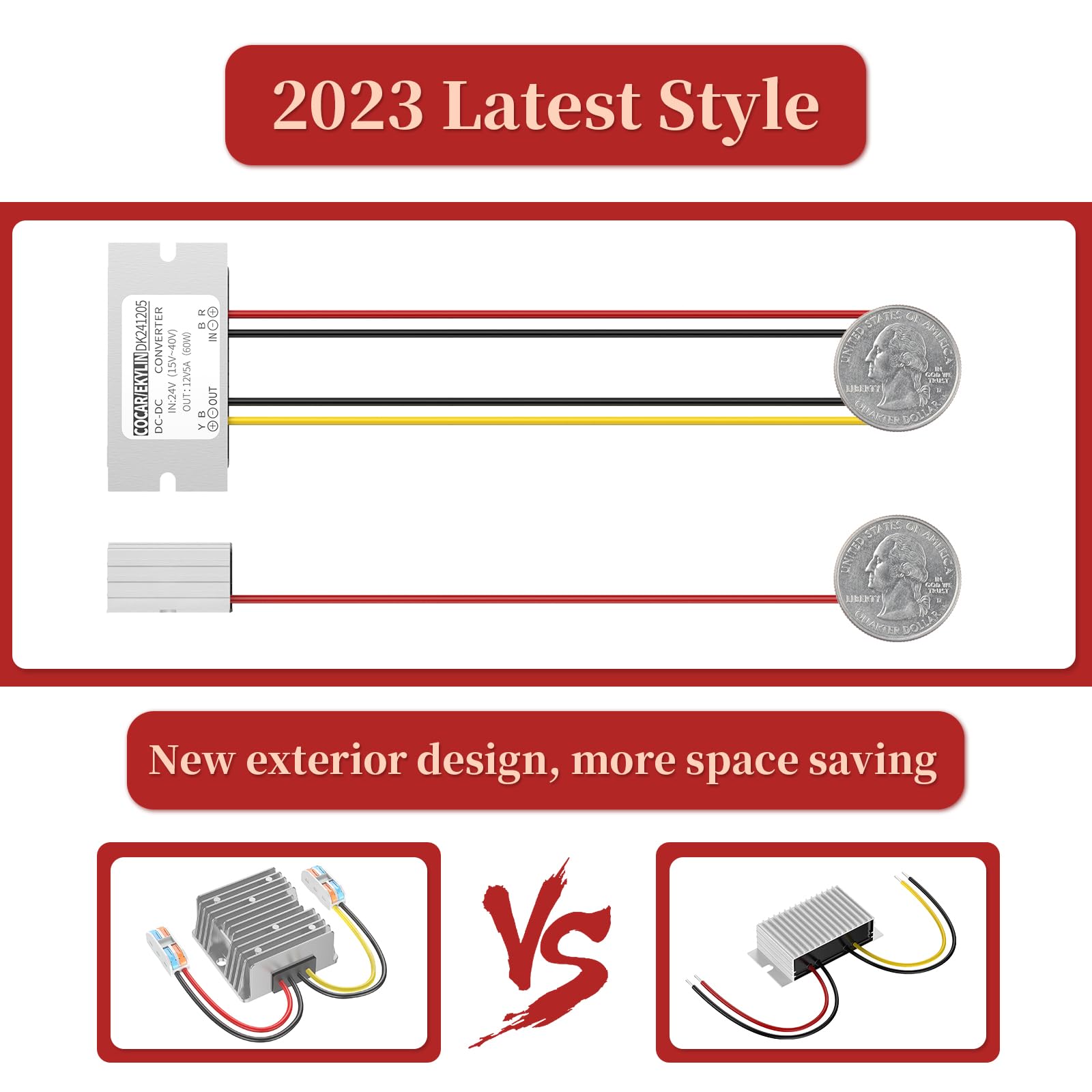 24 Volt To 12 Volt Converter, More Safe 18V To 12V Step Down Converter 5A 60W, Dc To Dc Converter For Golf Cart Light Truck Vehi