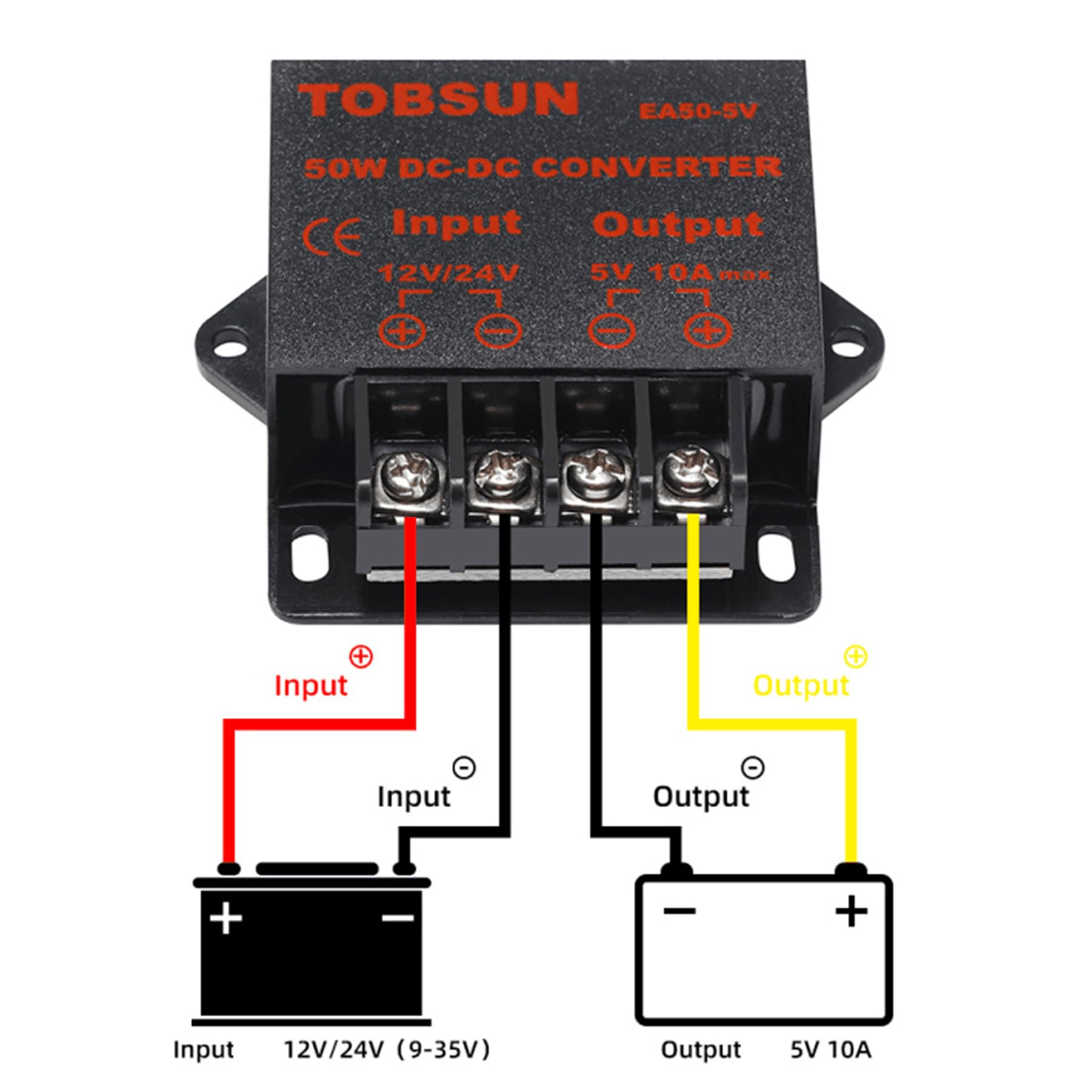 Mggi Dc/Dc 12V 24V To 5V 10A 50W Voltage Reducer Converter Regulator, Step Down Converter Regulator Dc To Dc Waterproof Power Su