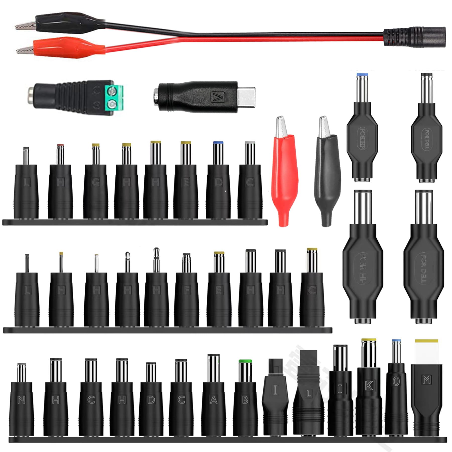 Minidodoca Laptop Dc Power Adapter Kits 41 Pcs Universal 5.5 Mm X 2.1 Mm Dc Ac Power Adapter Tips Connector For Thinkpad Power S