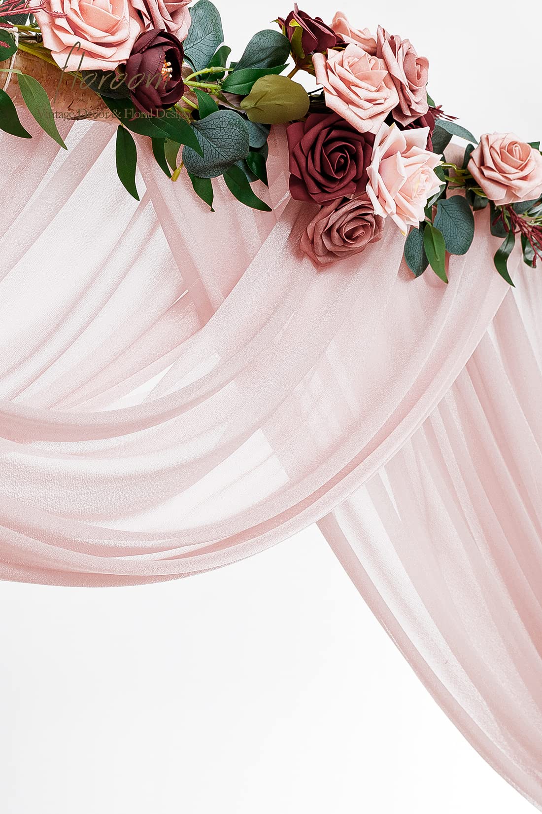 Floroom Wedding Arch Draping Fabric 2 Panels 20Ft Dusty Rose Chiffon Fabric Drapes Arbor Drapery Wedding Ceremony Reception Swag