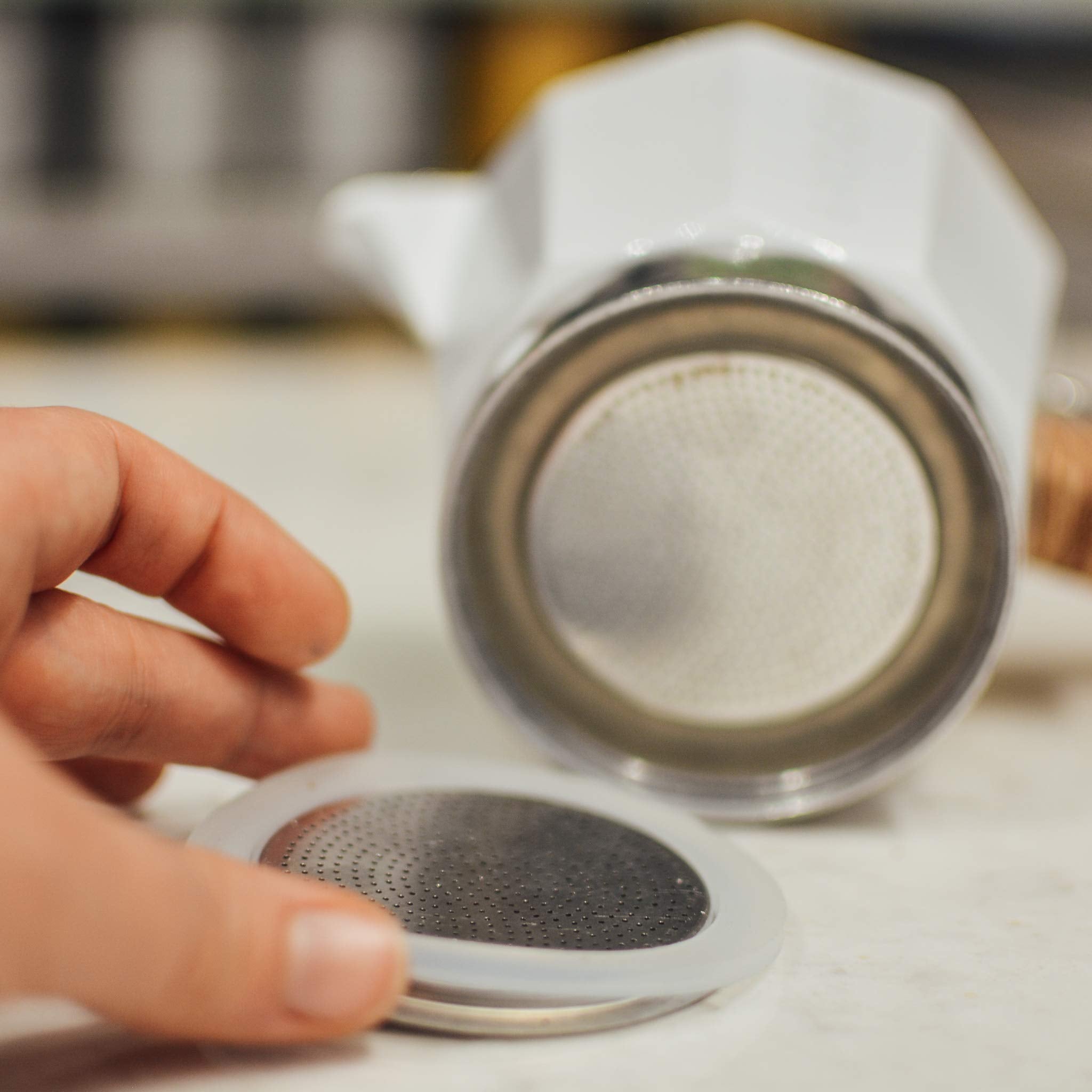 Grosche Milano Stovetop Espresso Maker Replacement   3 Espresso Cup Size Silicone Gasket Seals (3 Seals) & 1 Replacement Filter