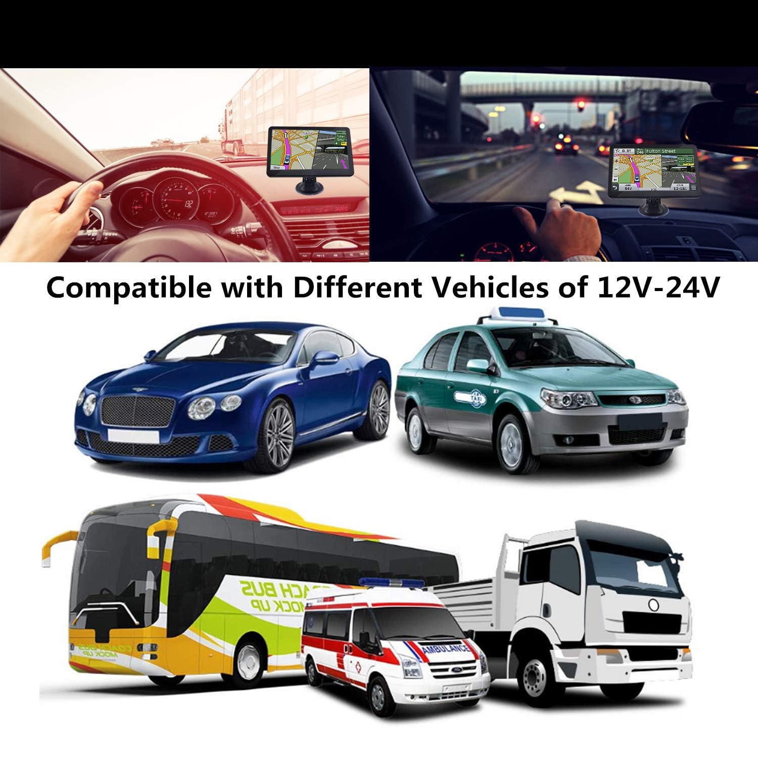Gps Navigator For Car Truck Rv, 9     Trucker Gps For Semi Truck 2025 Map, Real Voice Spoken Turn-By-Turn Direction Reminding Na