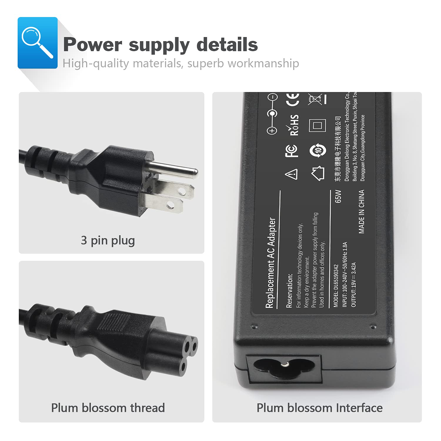 Chromebook N15Q8 N15Q9 Adapter Charger Replacement For Acer Pa 1450 26 Swift Spin 1 3 5 Sf114 Cb3 Cb5 11 13 14 15 R11 R13 A13 045N2A N15Q9 C731 C738T Cb3 532 Cb3 431 Cb3 131 Power Supply Cord  45W