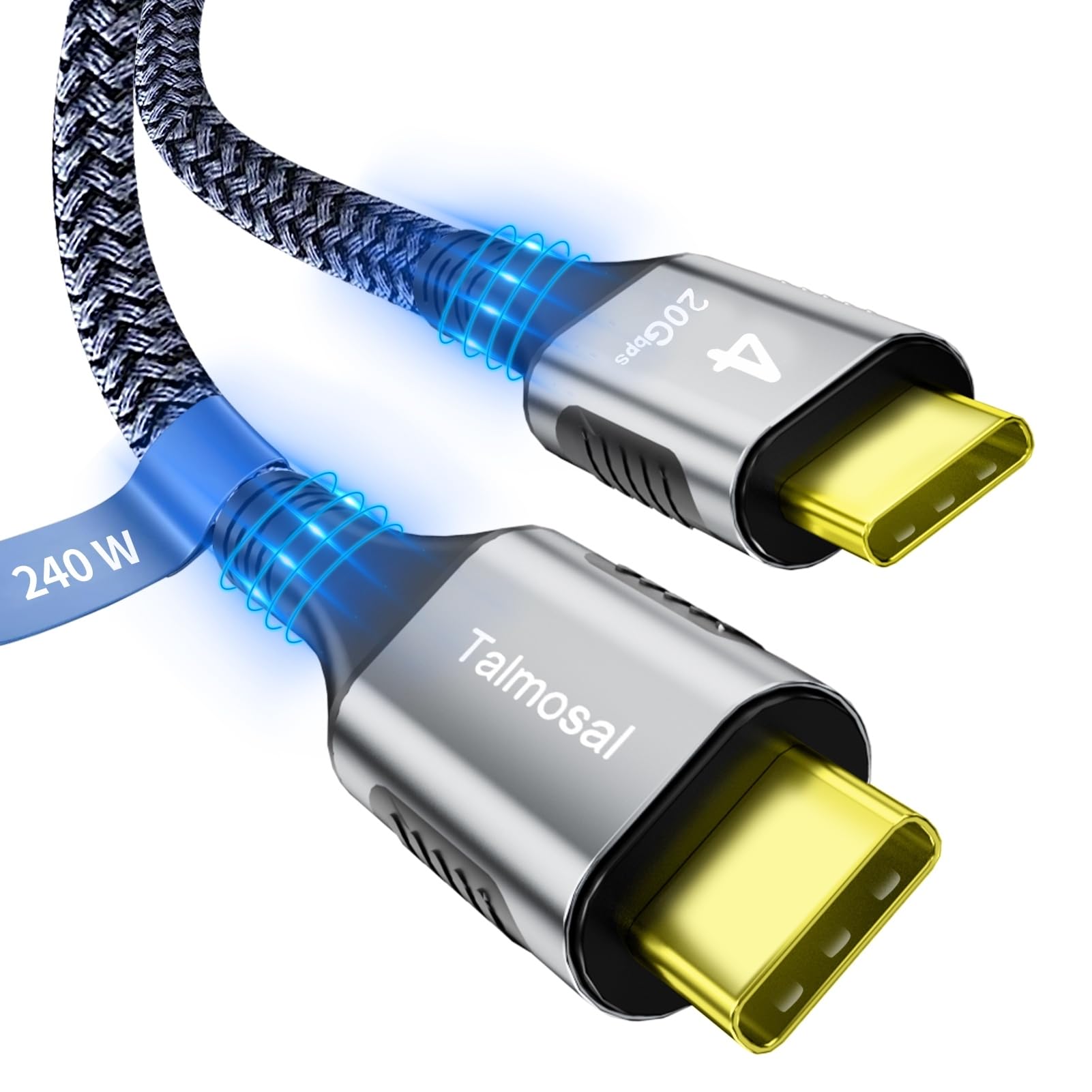 Talmosal 240W for Thunderbolt 4 Cable 15 ft, Support 5K / 4K@60Hz 20Gbps with PD Fast Charging for iPhone 17, Mac mini M4 / M4 Pro, MacBook Pro, Docking, eGPU, SSD, Surface Pro, VR Headset -Like New
