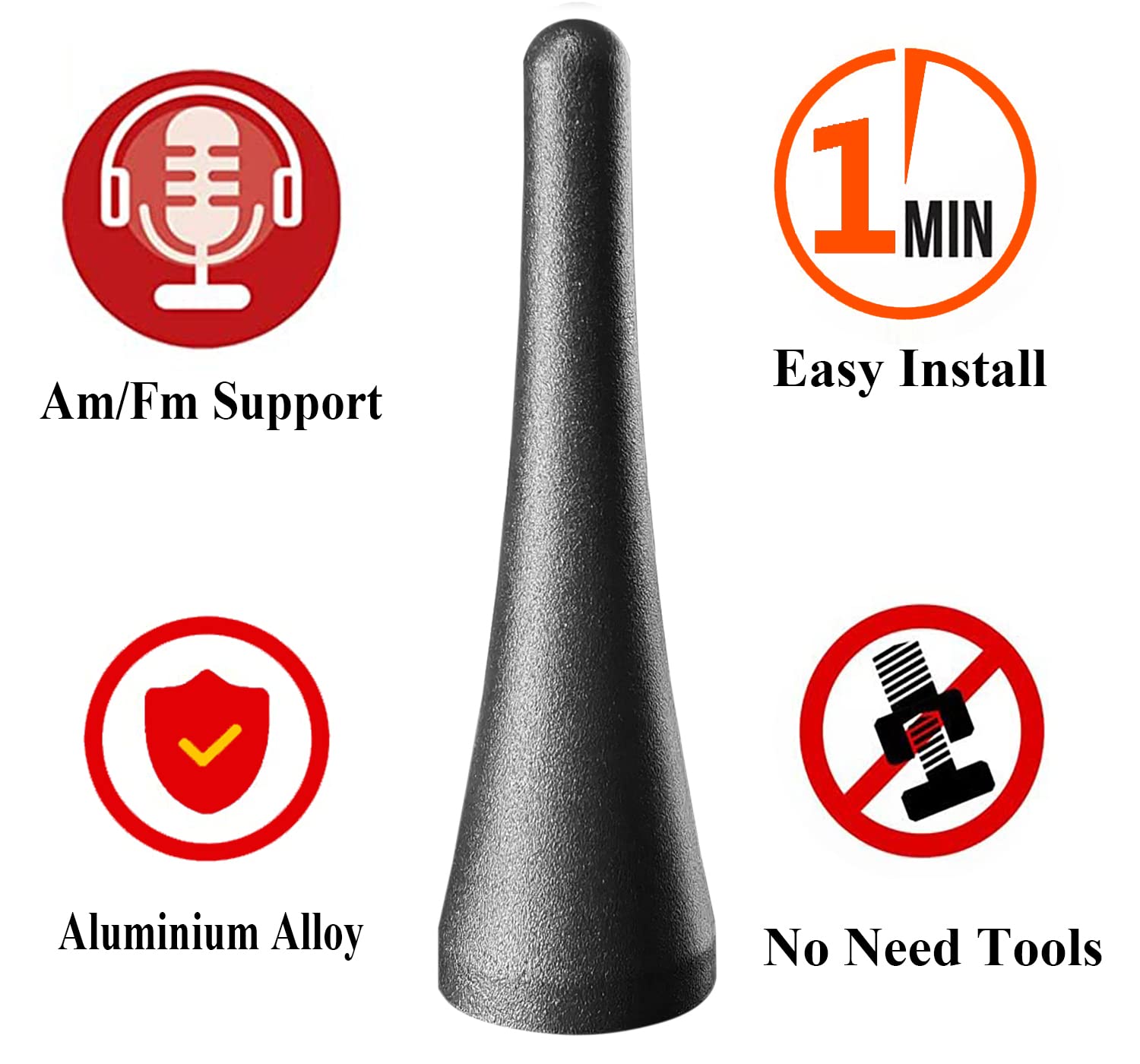 3.8 Inch Stubby Aluminum Antenna For Ford Mustang Convertibles (2015 2023), Ford Mustang Antenna Replacement Mast