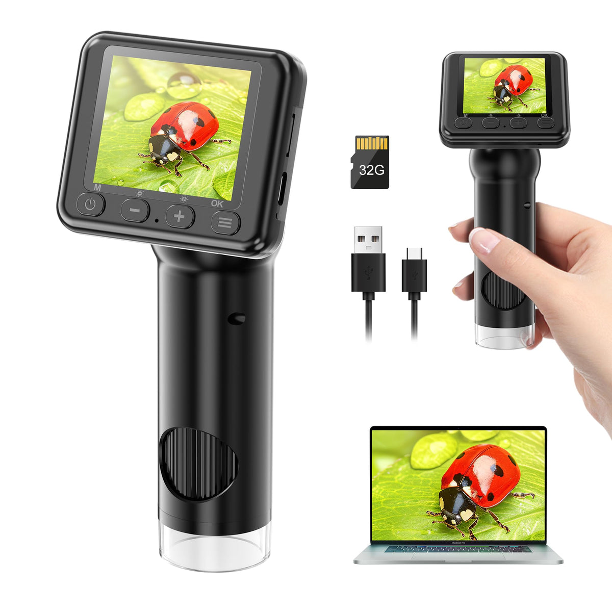 Portable Digital Microscope   Handheld Microscope With 2'' Lcd Screen   800 X Hd Pocket Digital Microscope   Mini Coin Microscop