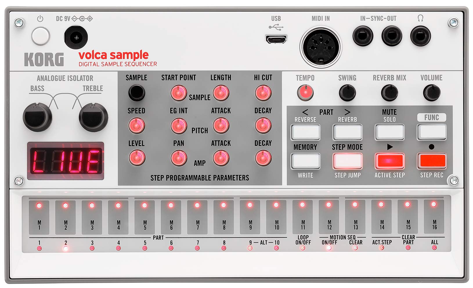 Korg Volca Sample 2 Digital Sample Sequencer W/ 100 Sounds, Step Sequencing, Reverb, Sync I/O, And Usb/Midi