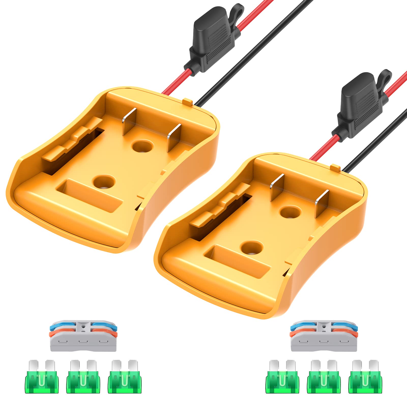 2 Packs Power Wheel Adapter For Dewalt 20V Battery Adapter Power Wheels Battery Converter Kit With Fuses & Wire Terminals, 12Awg