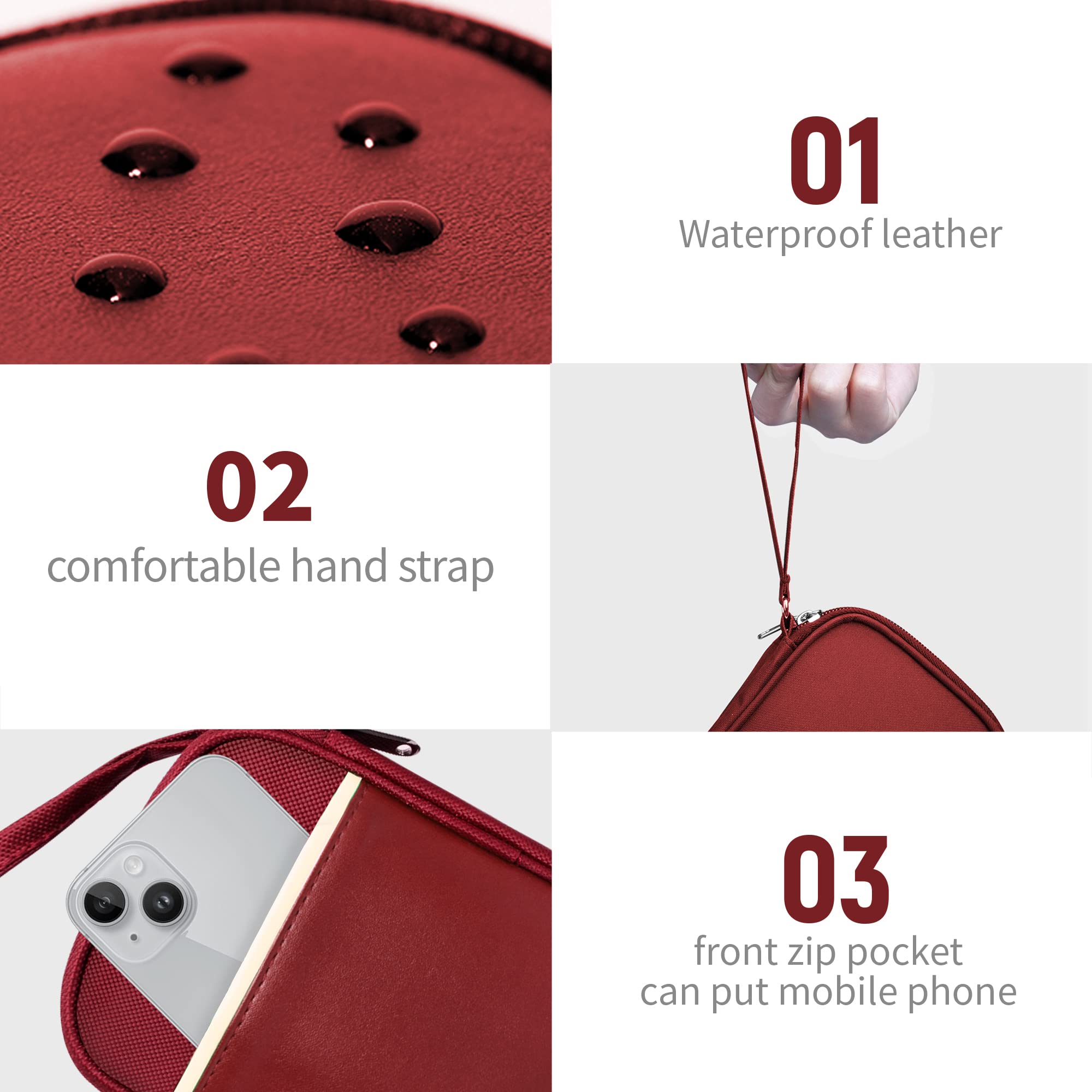 Lcsmaokin Travel Cable Organizer Bag Portable Electronic Accessories Case Polyester Wine Red Small