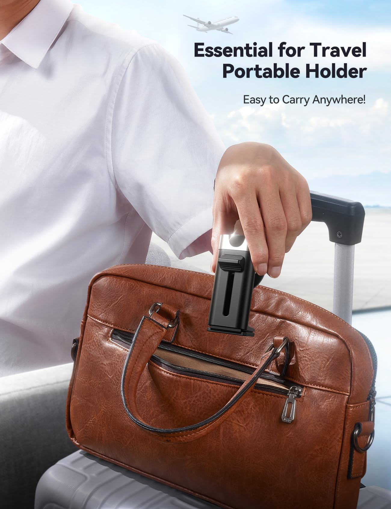 Joyroom ?360 Metal Ball & Titanium? Magsafe Airplane Phone Holder, Travel Essentials For Airplane Phone Mount, Universal Travel