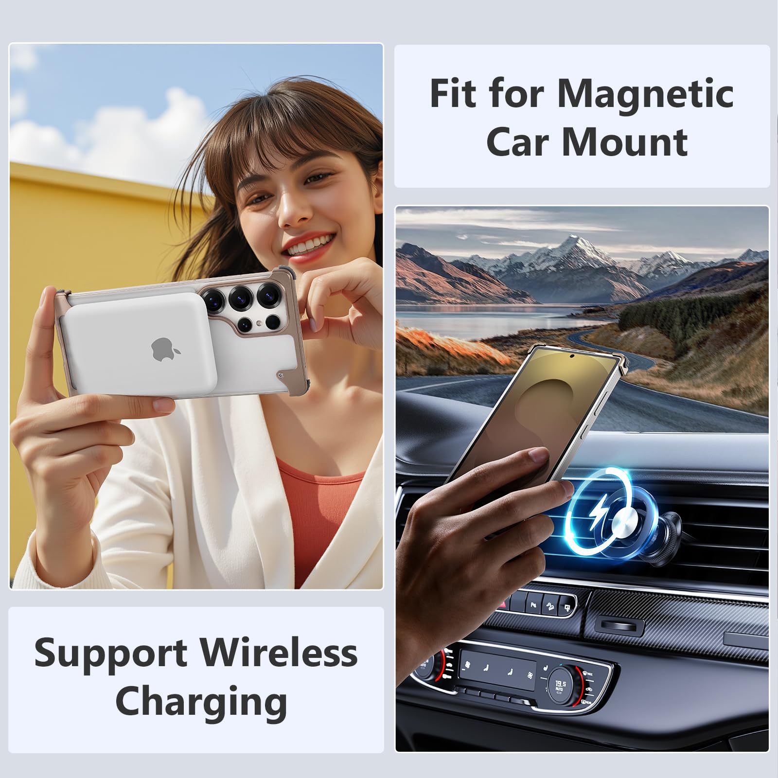 Xaovuir S25 Ultra Clear Case With Stand, Slim Thin For Samsung Galaxy S25 Ultra Case For Magsafe, Frameless Drop-Proof Protectiv