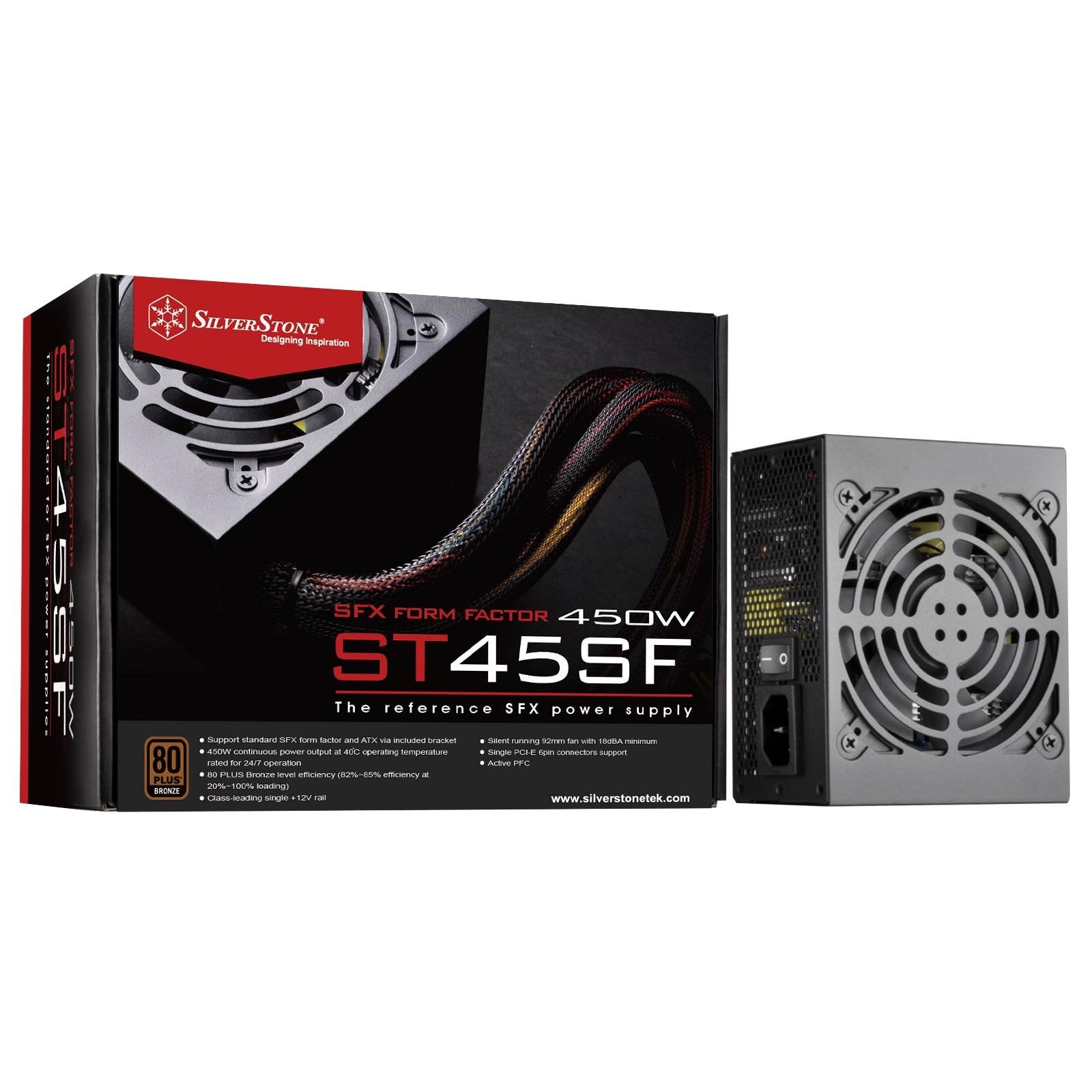 SilverStone Technology 450W SFX Form Factor 80 Plus Bronze Power Supply (ST45SFV3USA), SSTST45SFV3USA