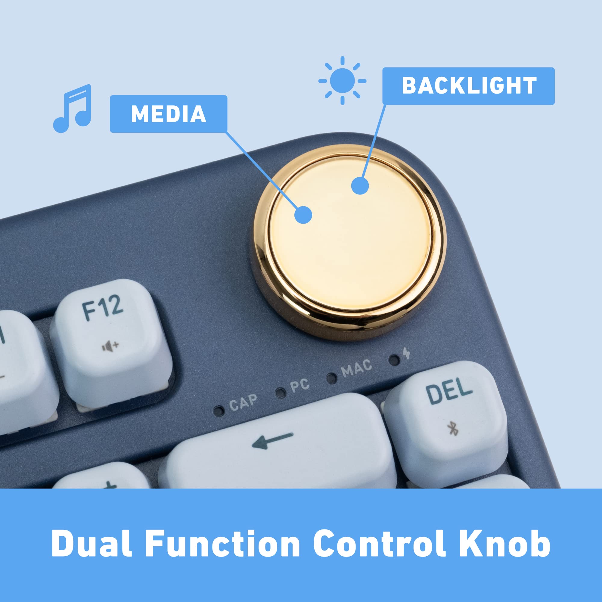 Azio Izo Wireless Bt5/Usb Pc & Mac Mechanical Keyboard, Blue Iris