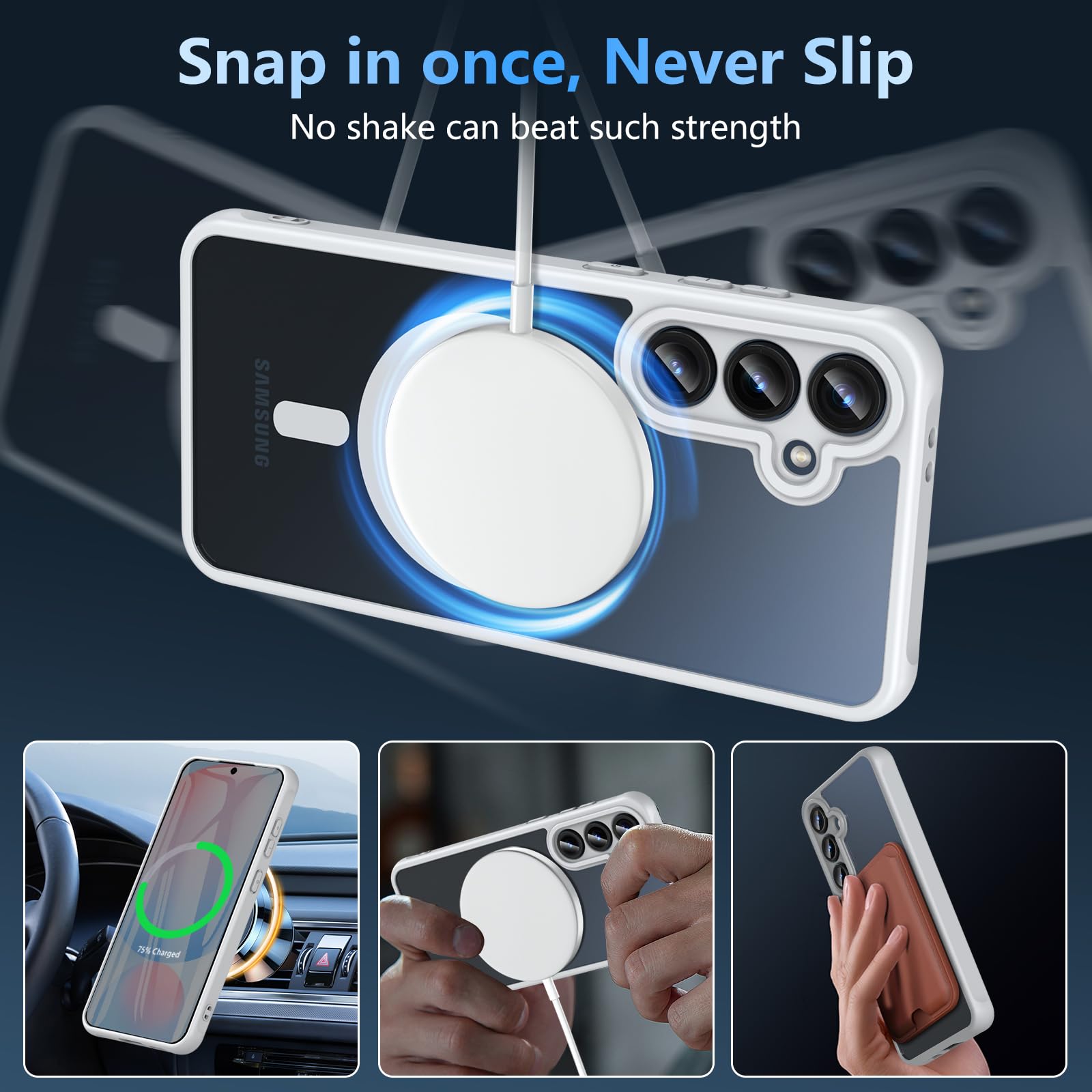 Owkey For Samsung Galaxy S24 Fe Case 6.7'', Magnetic Galaxy S24 Fe Case For Magsafe With Tempered Screen Protector [Shockproof M