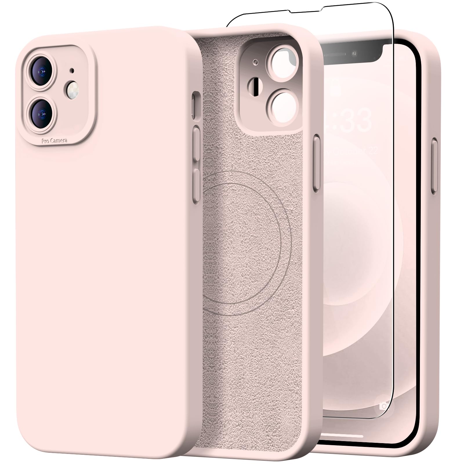 Kiresen Designed For Iphone 12 Mini Case With Screen Protector   Upgraded Camera Protection   Wireless Charging Compatible   Sil