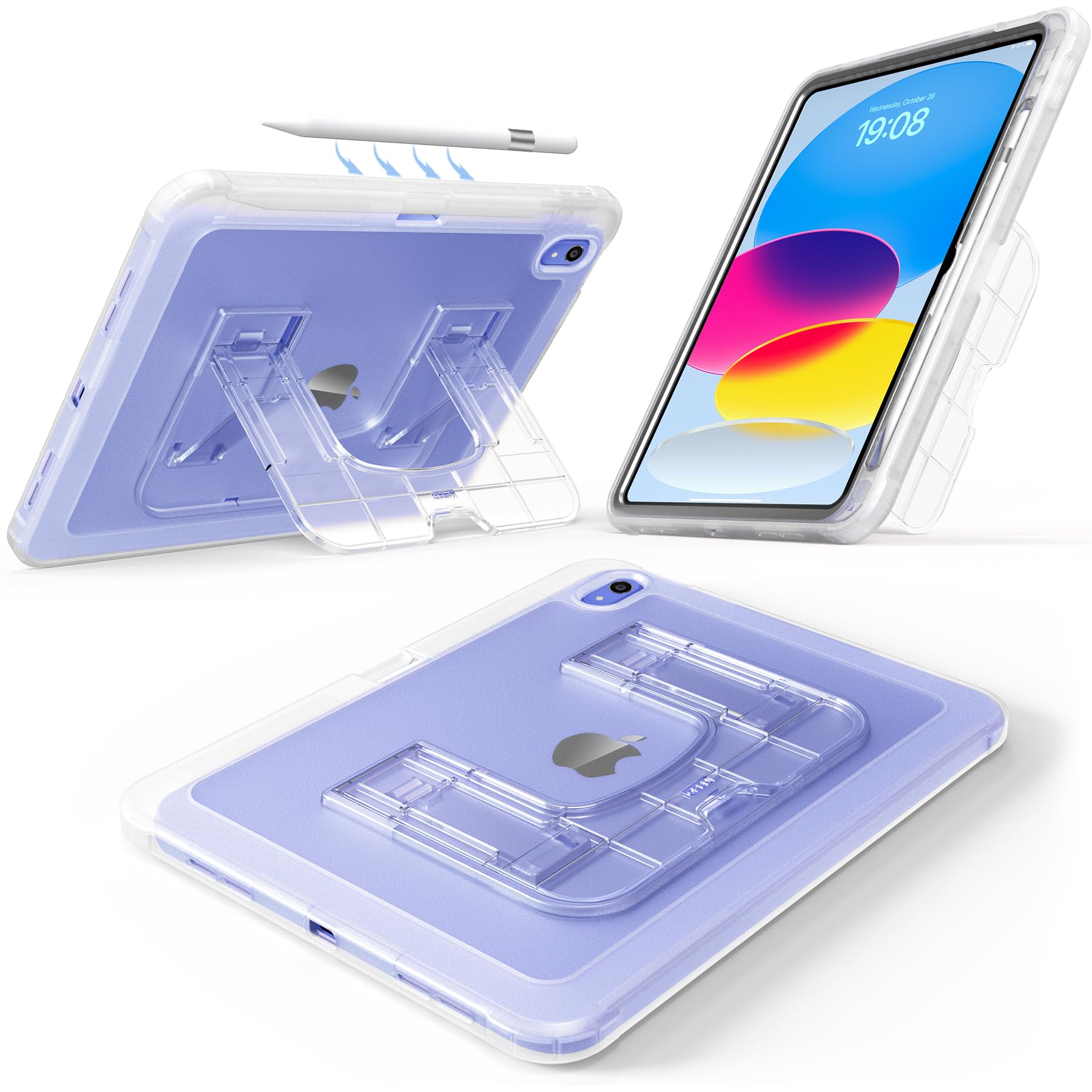 CCMAO Case for iPad (A16) 11th/10th Gen (2025/2022), Shockproof Protective Lightweight iPad Cover with Pencil Holder, Kickstand,