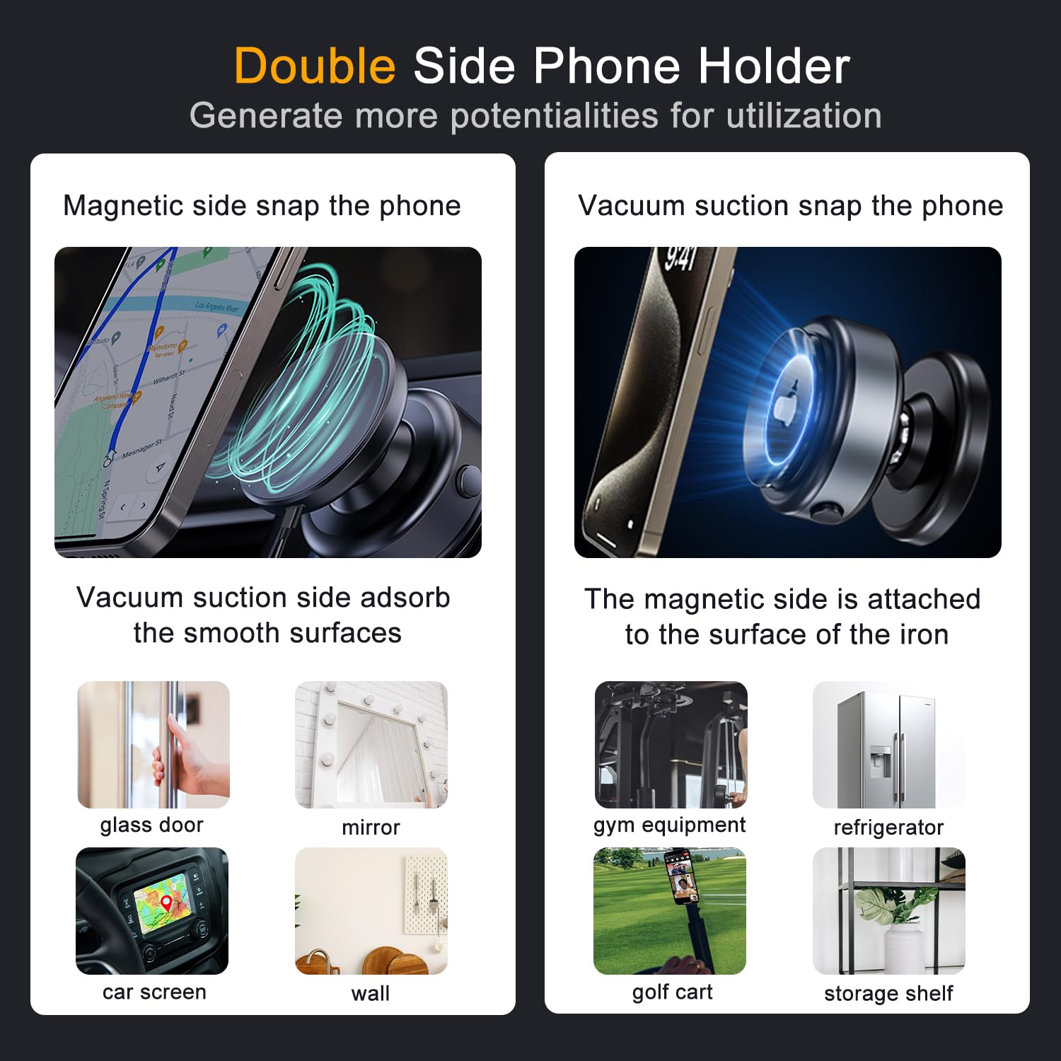 Jkoailiwi 15W Wireless Charger Suction Magnetic Phone Holder For Magsafe, 360 Adjustable Magnetic Suction Car Mount, Vacuum Phon