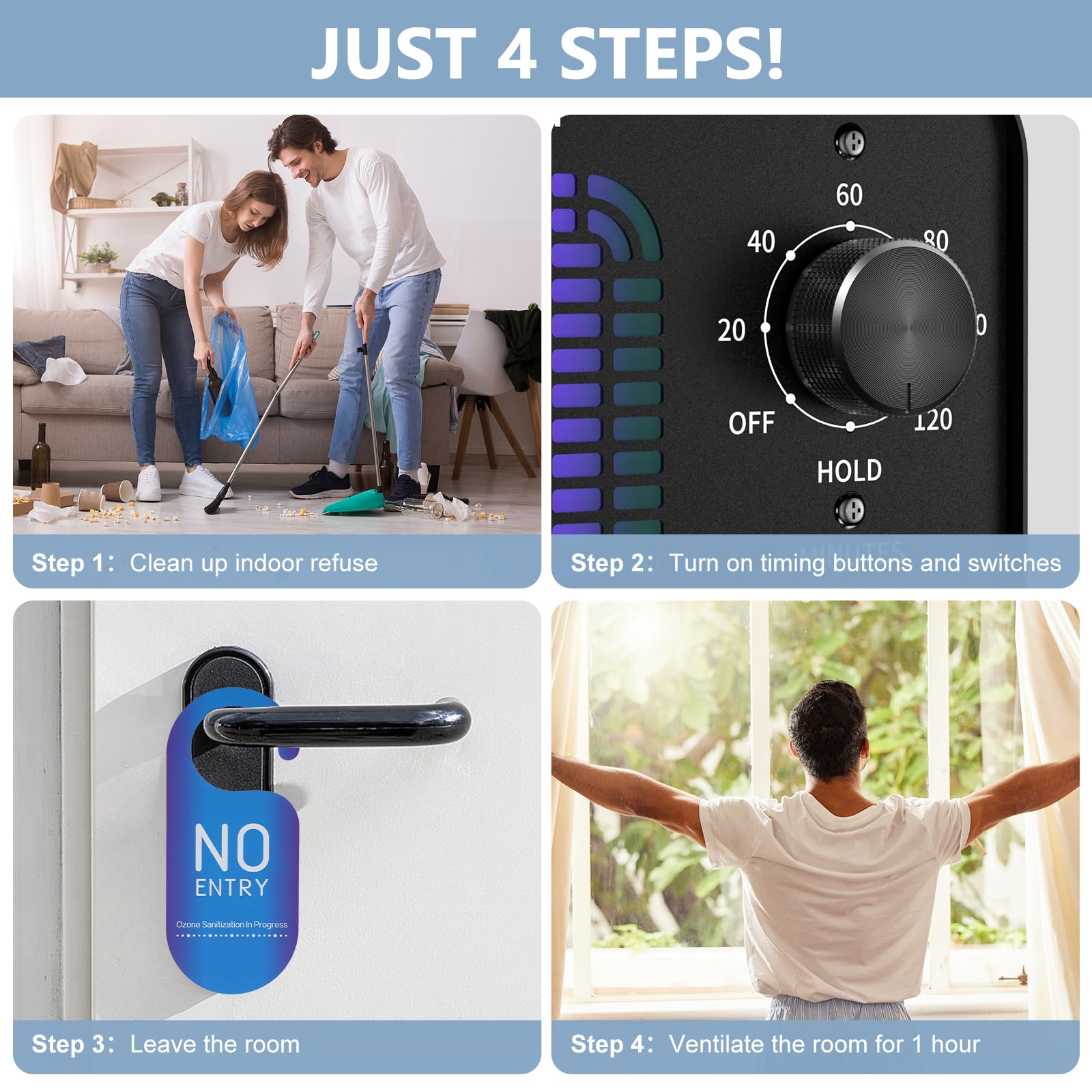 Ozone Generator 80000Mg/H, Ionizer High Capacity Odor Eliminator, Ozone Machine For Car/Home/Smoke/Pet Odor Removal(Black)