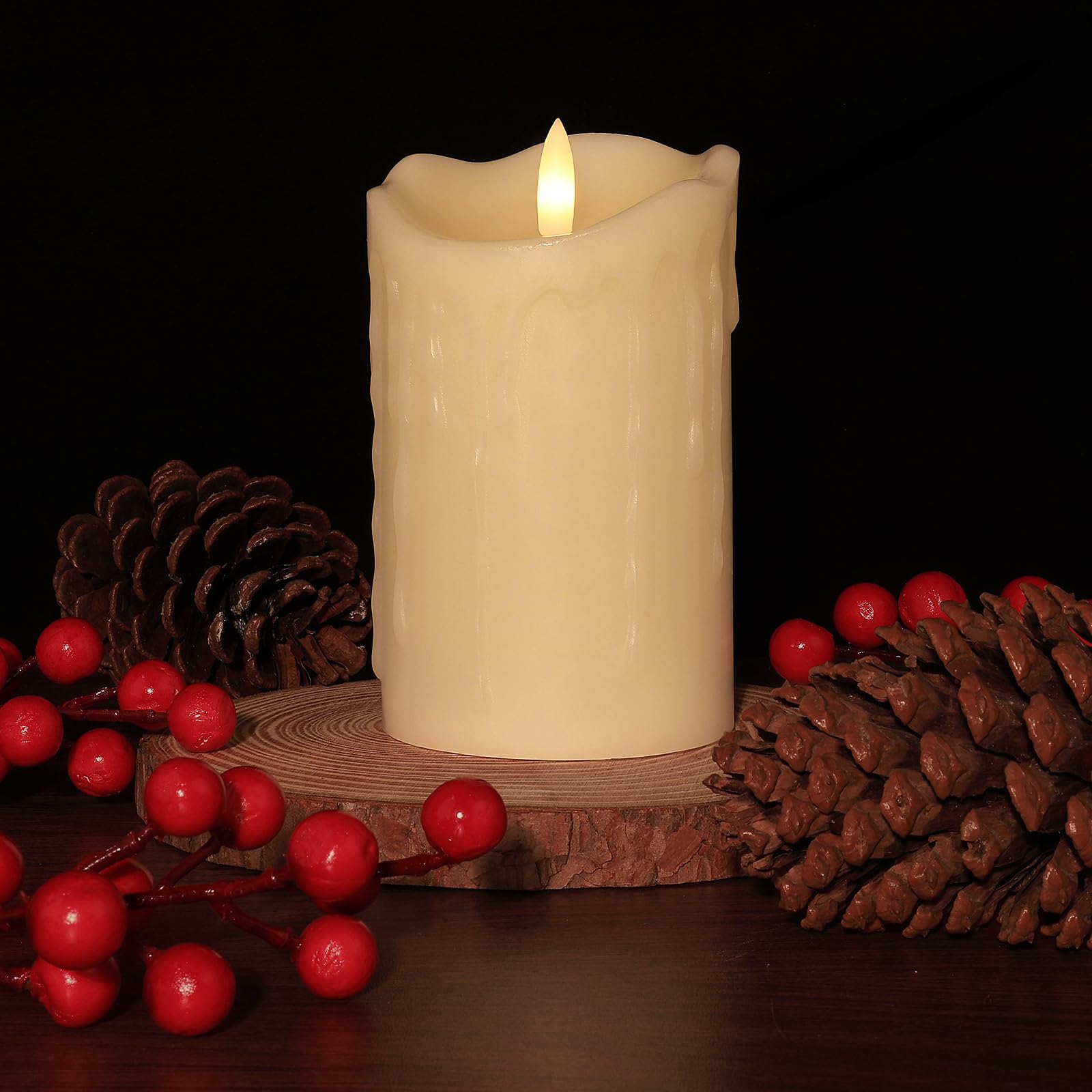 Credtarnos Flickering Flameless Candles, Battery Operated Candles With Remote And Timers, Real Wax Led Pillar Candles For Table,
