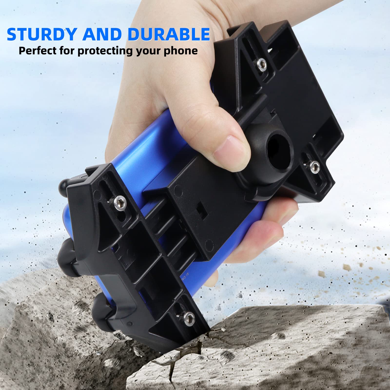 Kairiyard Motorcycle Phone Mount, Bike Phone Mount Holder Heavy Duty Thicker Motorcycle Handlebar Phone Mount Clamp, One Hand Op