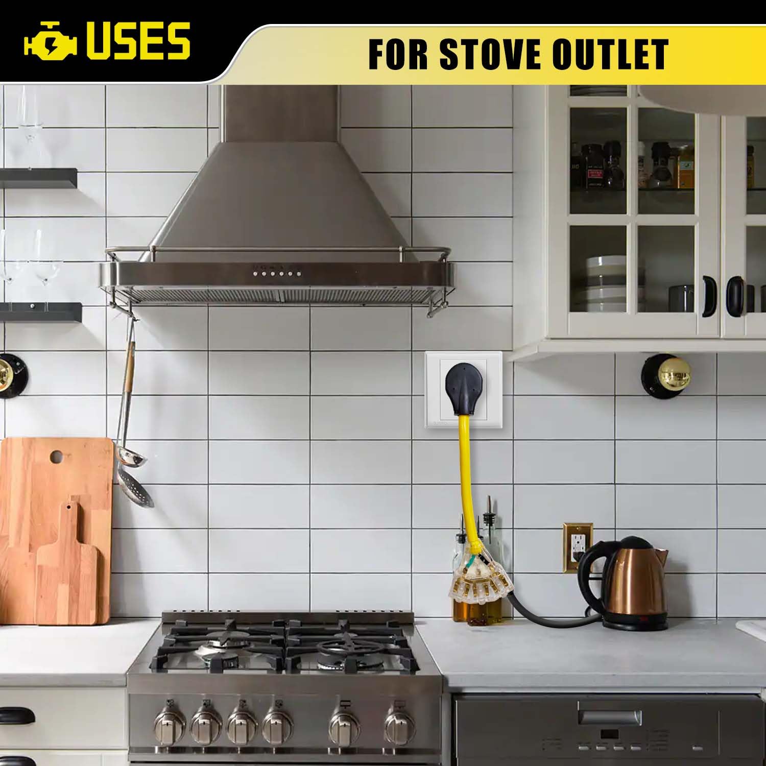 Lavandino 3 Prong 220 To 110 Adapter Plug, Nema 10 50P To 5 15R/5 20R Tri Outlets Converter For Stove, Oven, Gas Range Adapter