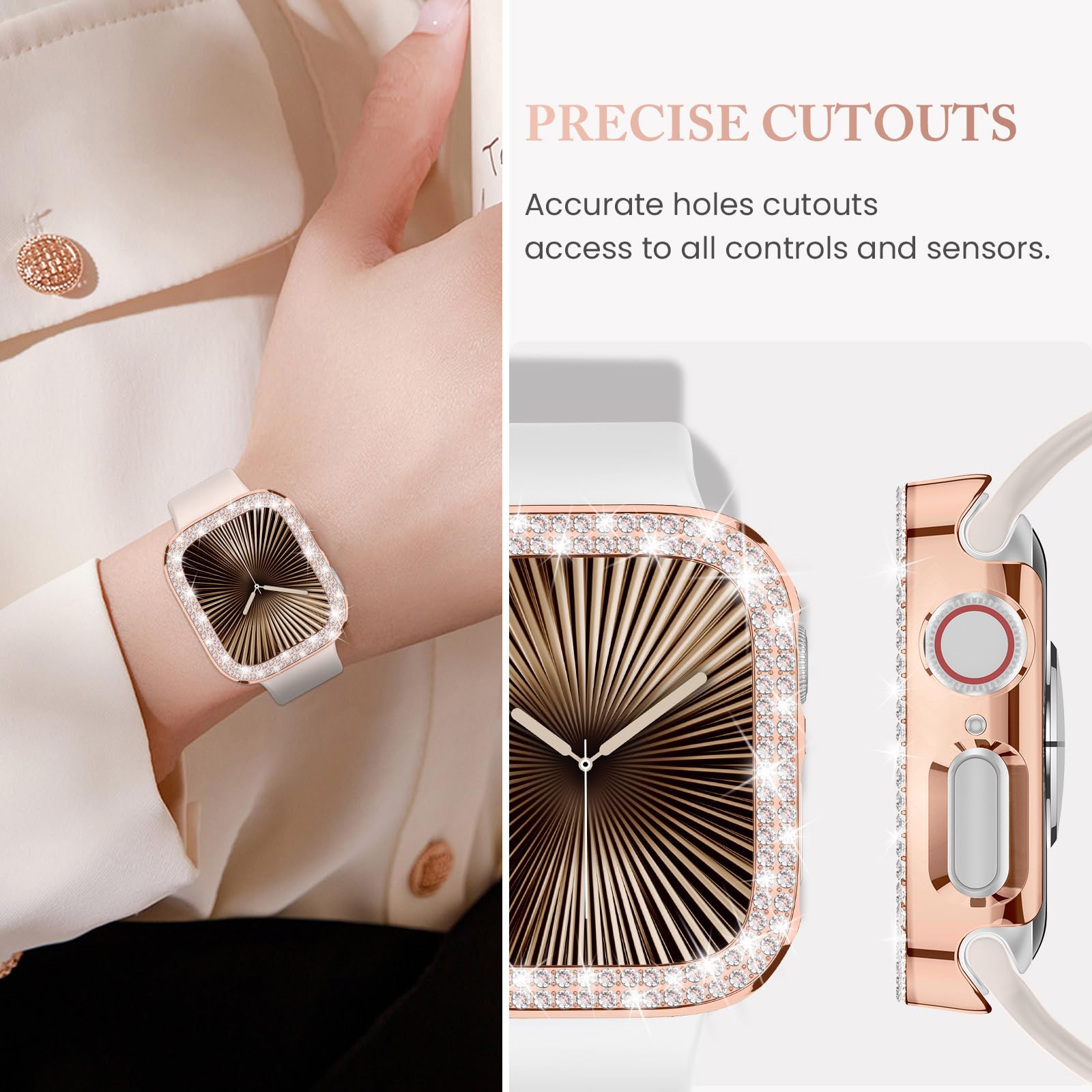 Goton 4 Pack Bling Bumper For Apple Watch Series 10 46Mm Case, Women Glitter Diamond Rhinestone Protector Cover For Iwatch Acces