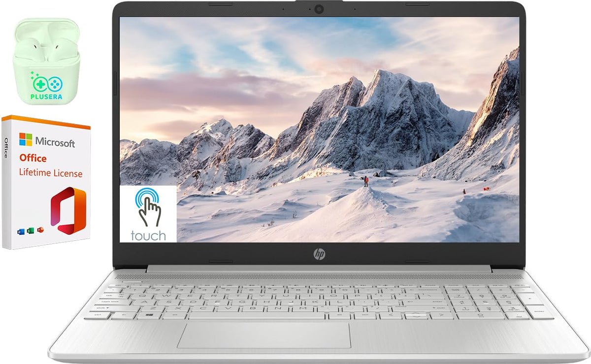 HP Laptop, 15.6' Touchscreen Business & Student Laptop Computer, Intel Core i3 12th Gen, 32GB RAM 1TB SSD, Windows 11 Home Laptop with Microsoft Office Lifetime License, Plusera Earphone, Silver