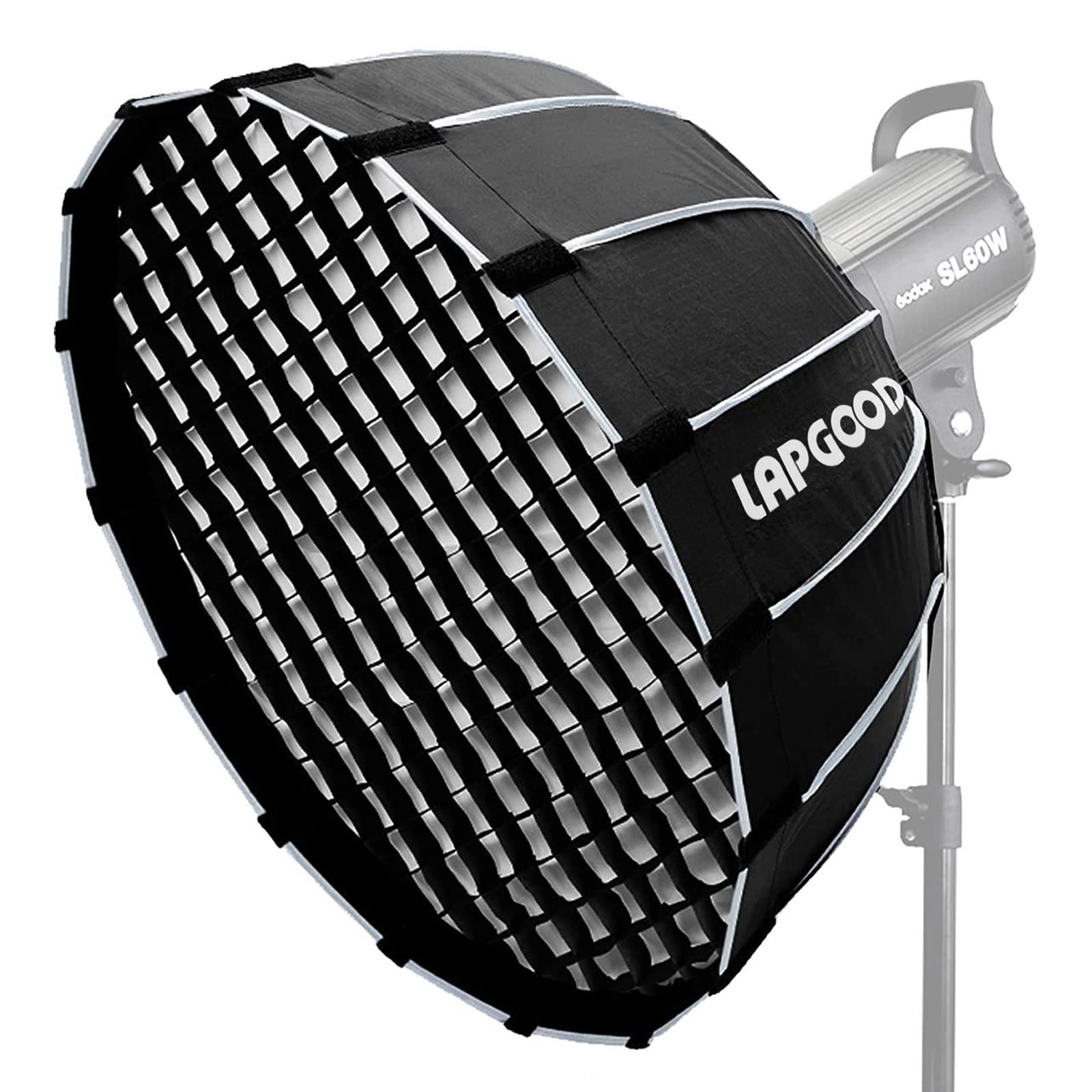 Lapgood Qr60 23.6'' 60Cm Softbox Portable Collapsible Bowens Mount With Honeycomb Grid Deep Paraboloid Surface Fast Installation