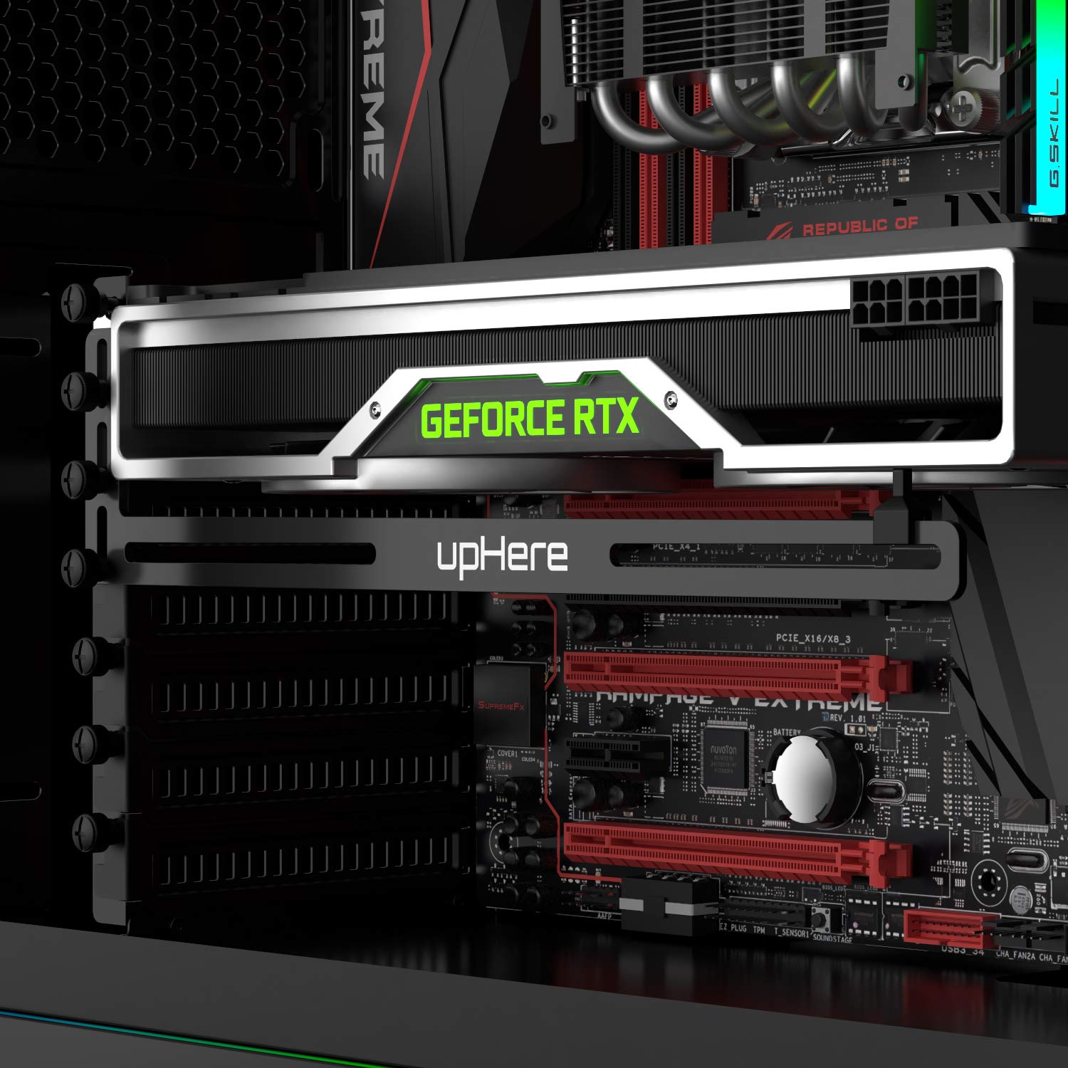 upHere GL05 Graphics Card GPU Brace Support, Anodized Aluminum, Black Holster for Single/Dual Slot Cards - Not for 3080 Ti