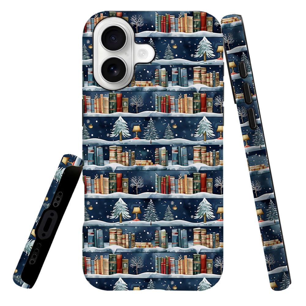 Case Compatible with iPhone 17,Hybrid 2-Layer Hard Shell,Shockproof Soft for Girl Women,Christmas Tree Blue Retro