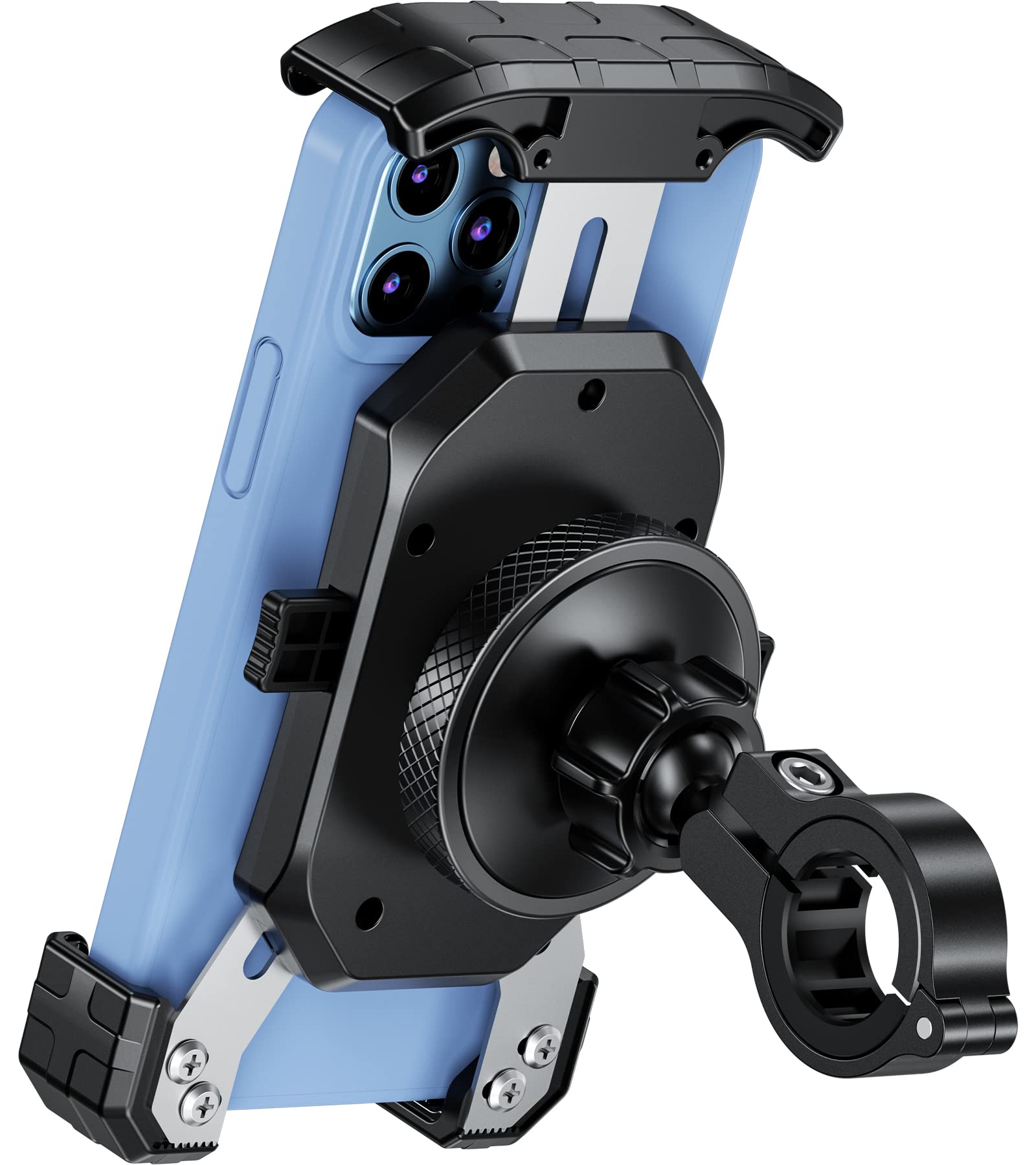 Kewig Motorcycle Phone Mount With Vibration Dampener, Antishake Bike Phone Mount, One Push Automatically Lock & Quick Release Mo