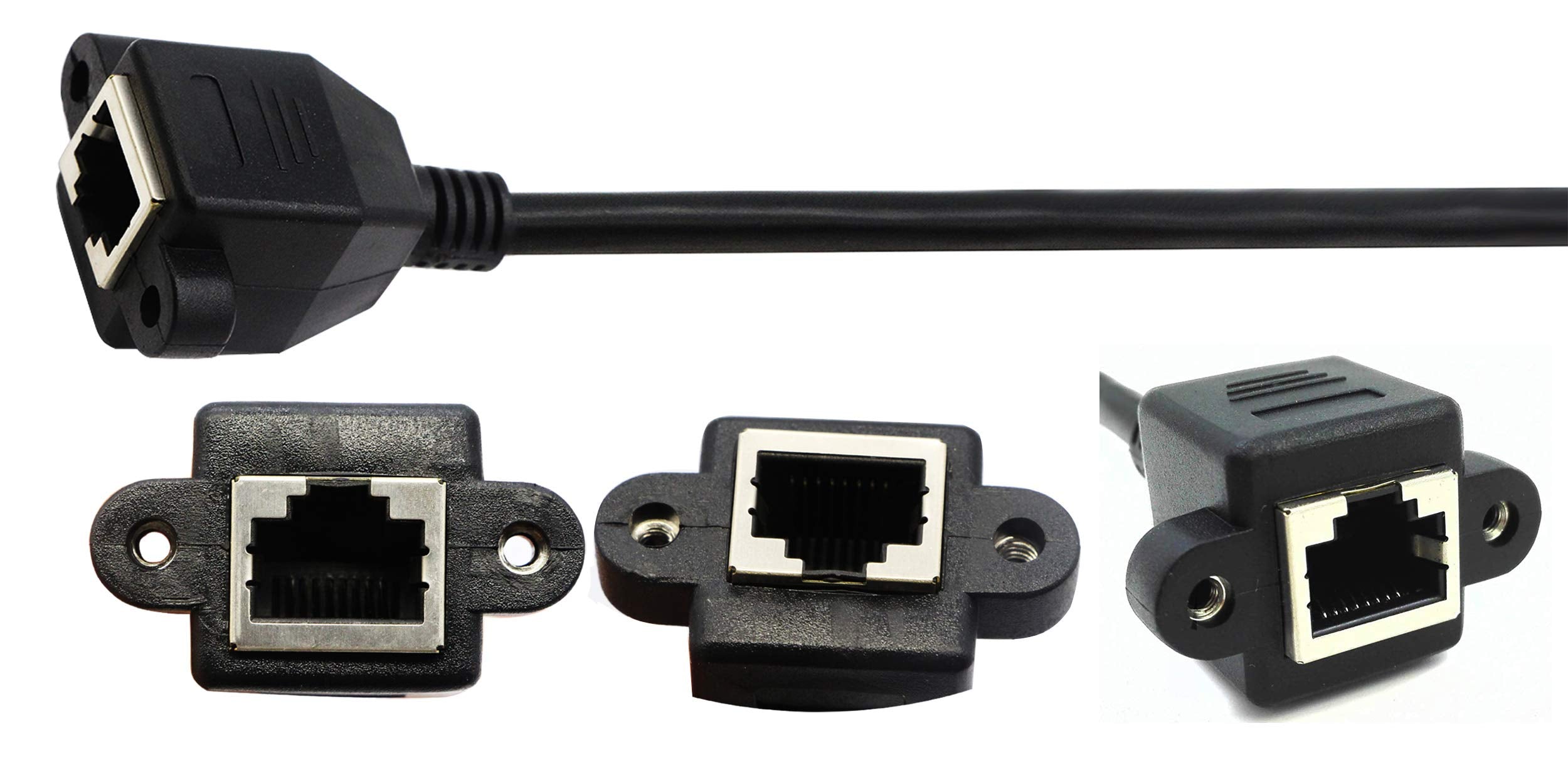 Zdycgtime 10Inch Cat6E Rj45 M/F Shielded Ethernet Network Screw Panel Mount Extension Cable (10Inch Rj45)