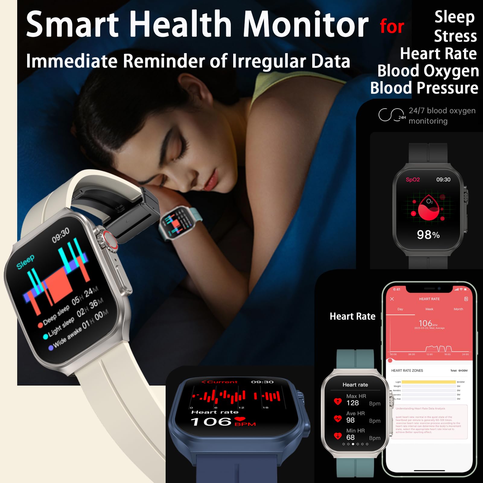 Mylamzal Smart Watch For Men Women With Bluetooth Call, Android & Ios Compatible 1.96 '' Amoled Touchscreen Ai Voice Fitness Tra