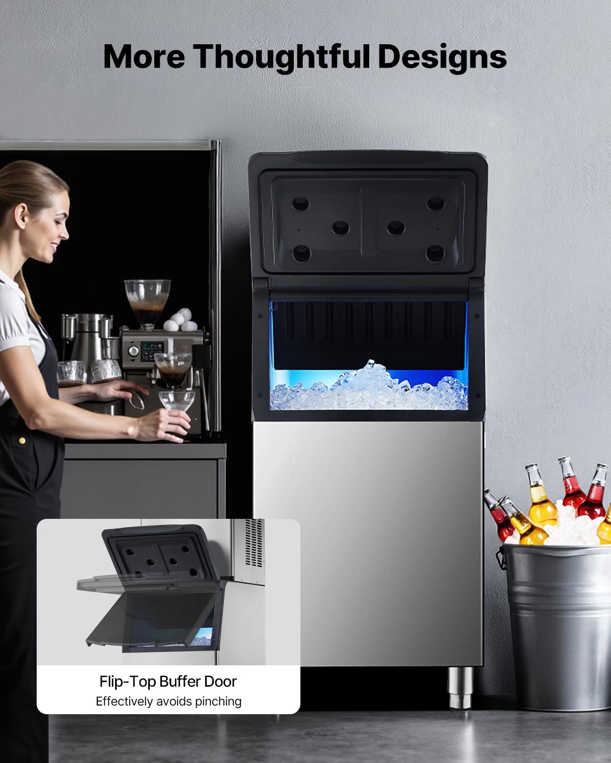 Vevor Commercial Ice Maker Storage Bin, 300 Lbs Capacity Ice-Bin, Commercial Ice Storage Bin With Adjustable Anti-Slip Rubber Fe