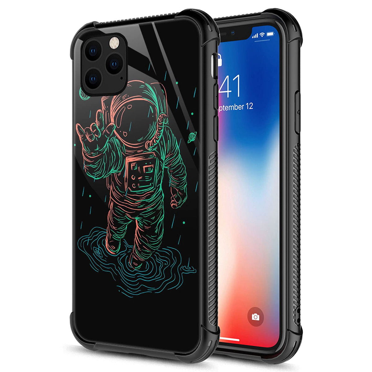 Carloca Compatible With Iphone 13 Mini Case,Line Vector Astronaut Love Identity Graphic Design Shockproof Anti Scratch Hard Acry