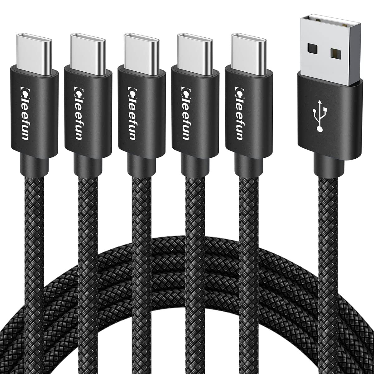 CLEEFUN USB to USB C Cable 3ft, 5Pack USB A to Type C Cable Fast Charging